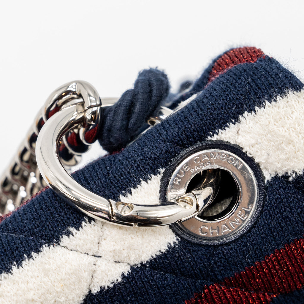Chanel quilted flap bag fabric multicolour blue / red / white