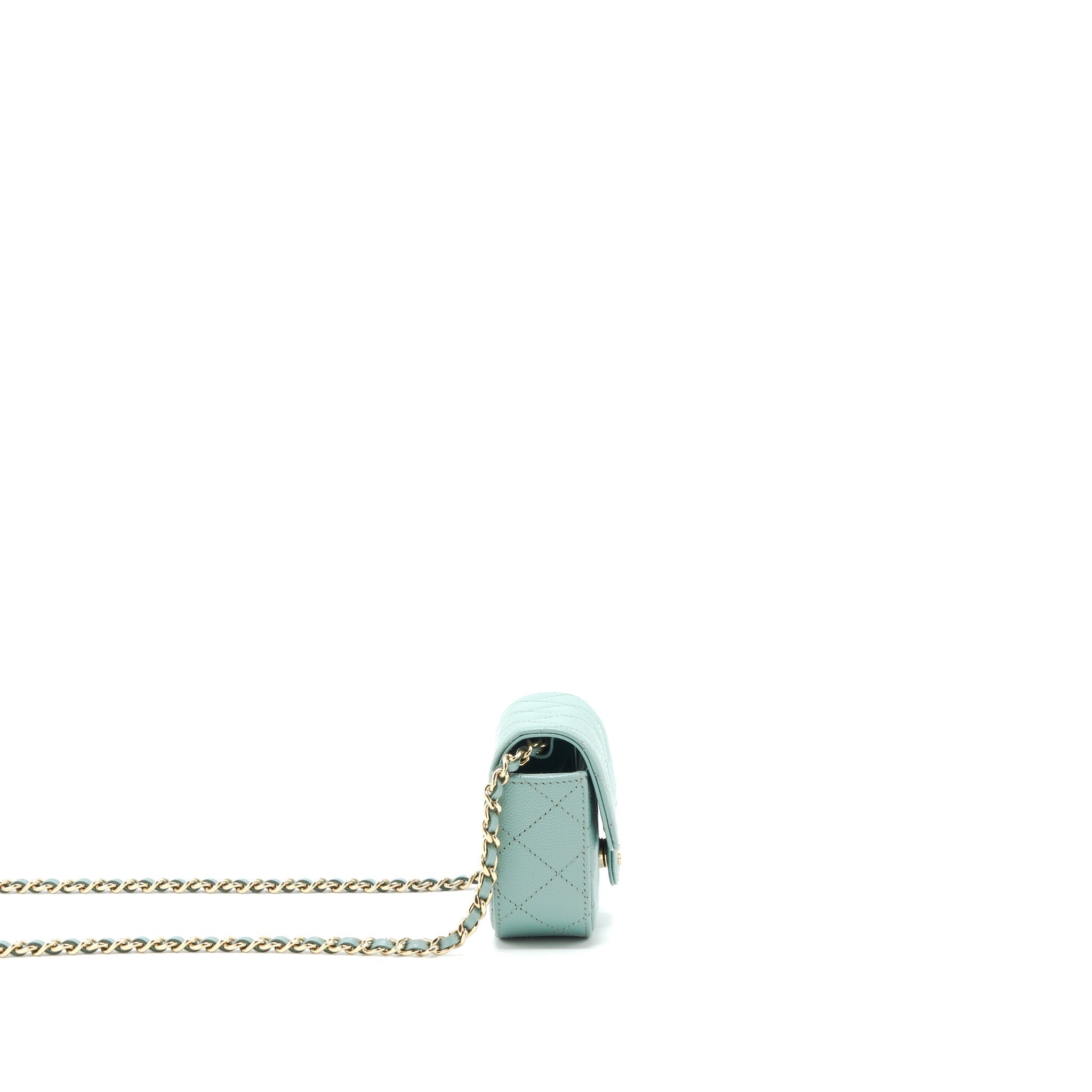 Chanel mini Flap Vanity with chain Caviar greyish green L