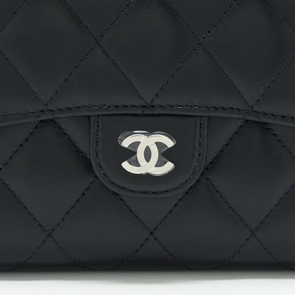 Chanel Small Classic Compact Wallet Lambskin Black