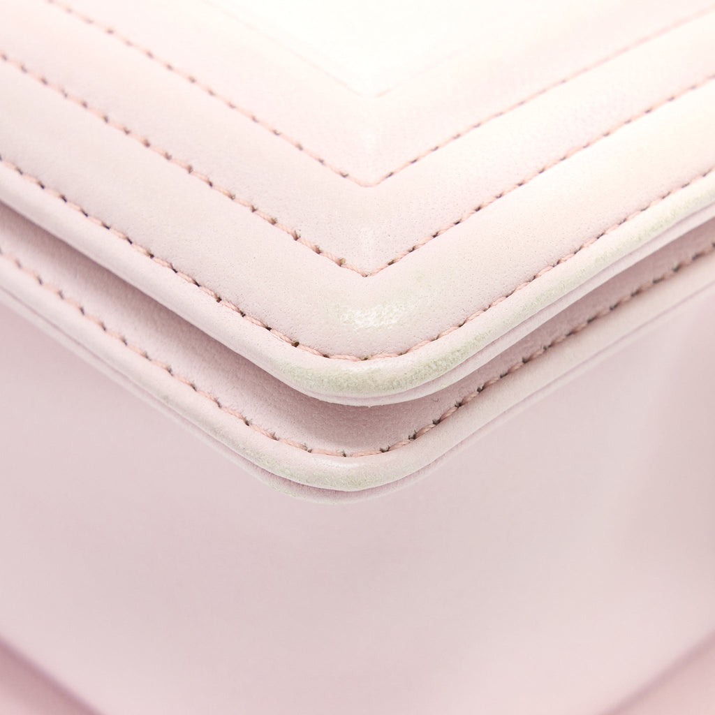 Chanel Chevron Small Boy Bag Limited Edition Lambskin Light Pink
