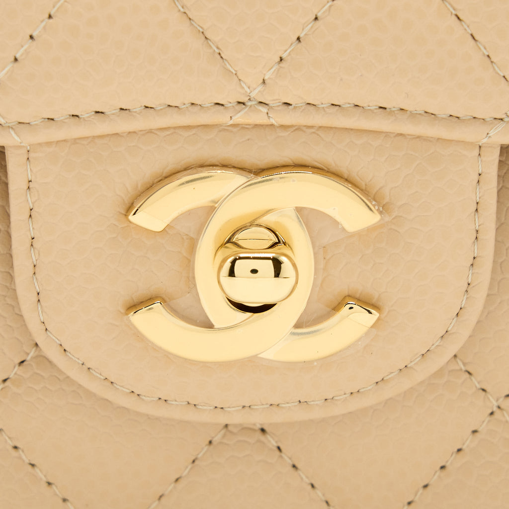 Chanel Small Classic Double Flap Bag Caviar Beige (Microchip)