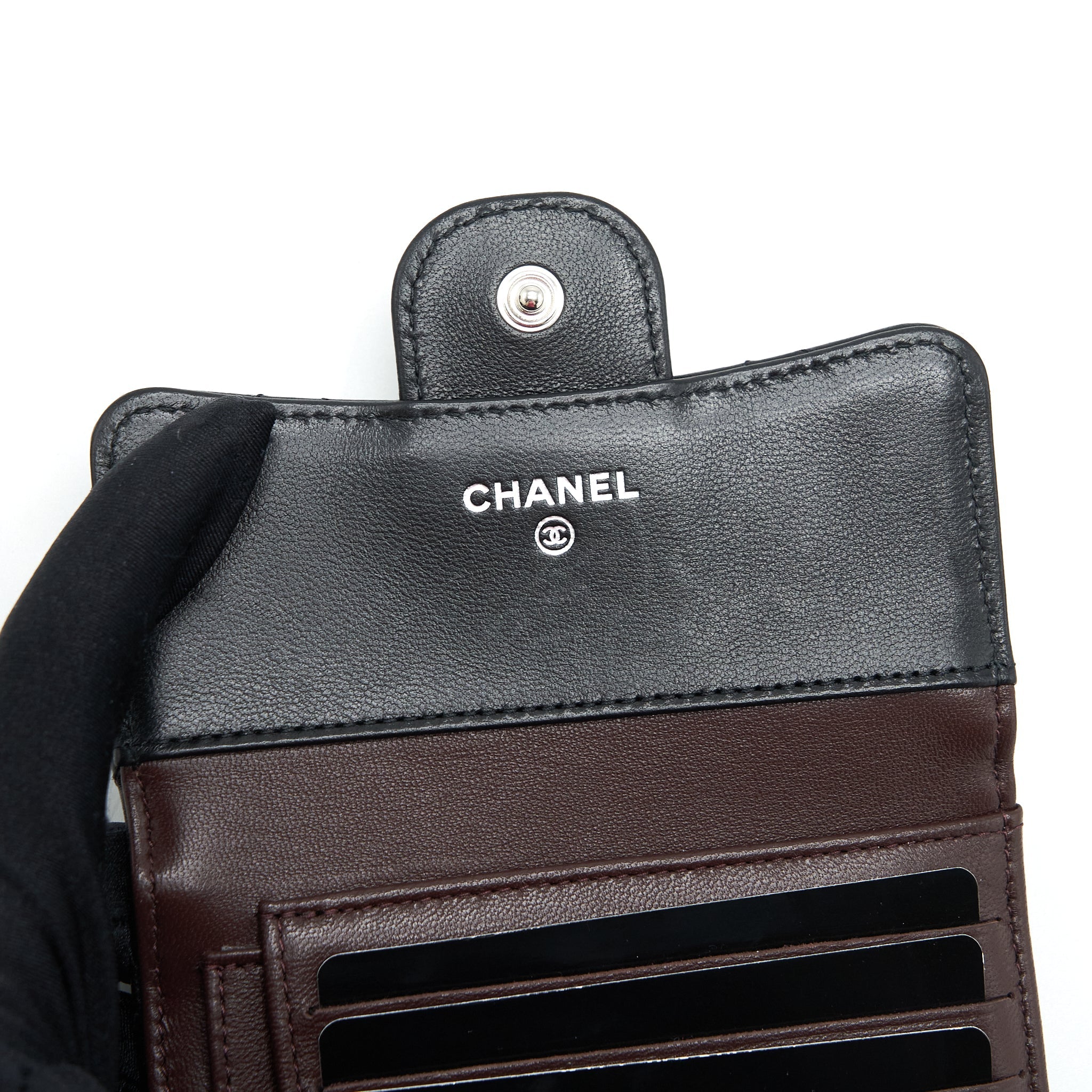 Chanel Small Classic Compact Wallet Lambskin Black