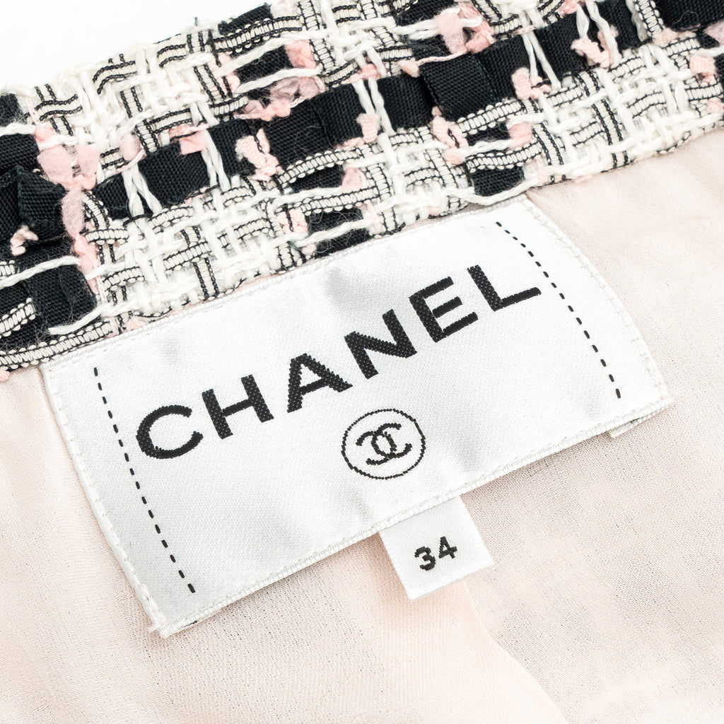 Chanel 20P Size 34 Jacket Tweed Black/White/Ecru/Pink