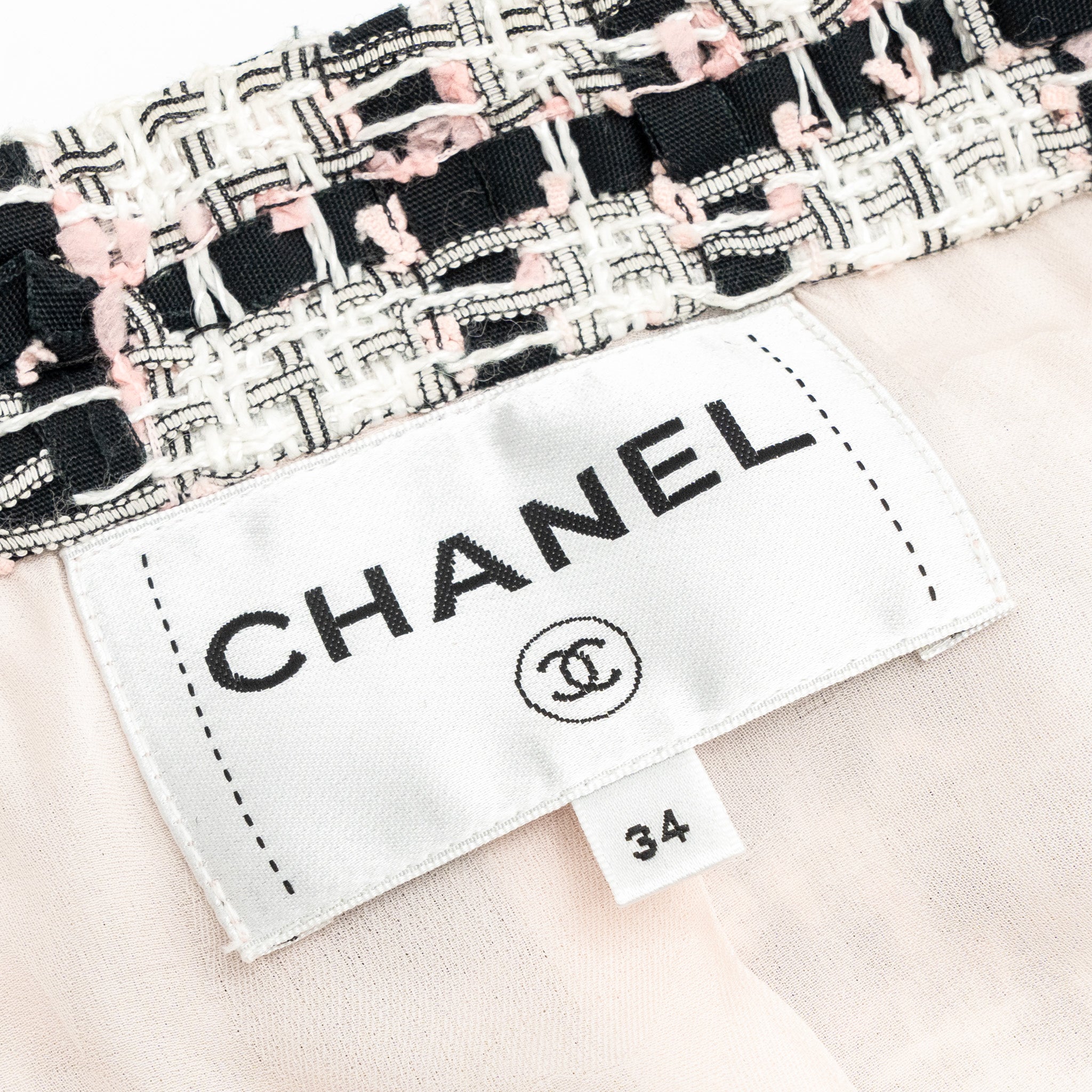 Chanel 20P Size 34 Jacket Tweed Black/White/Ecru/Pink