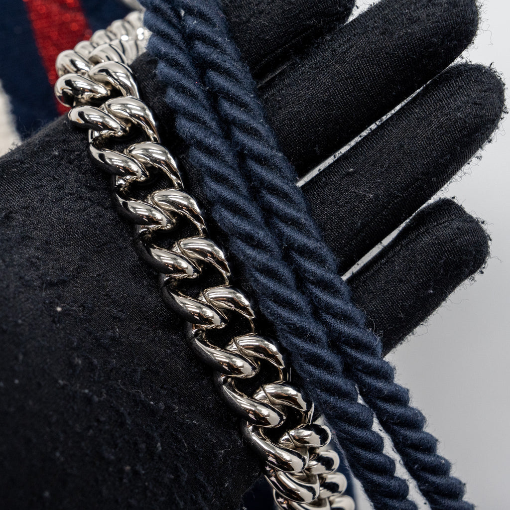 Chanel quilted flap bag fabric multicolour blue / red / white