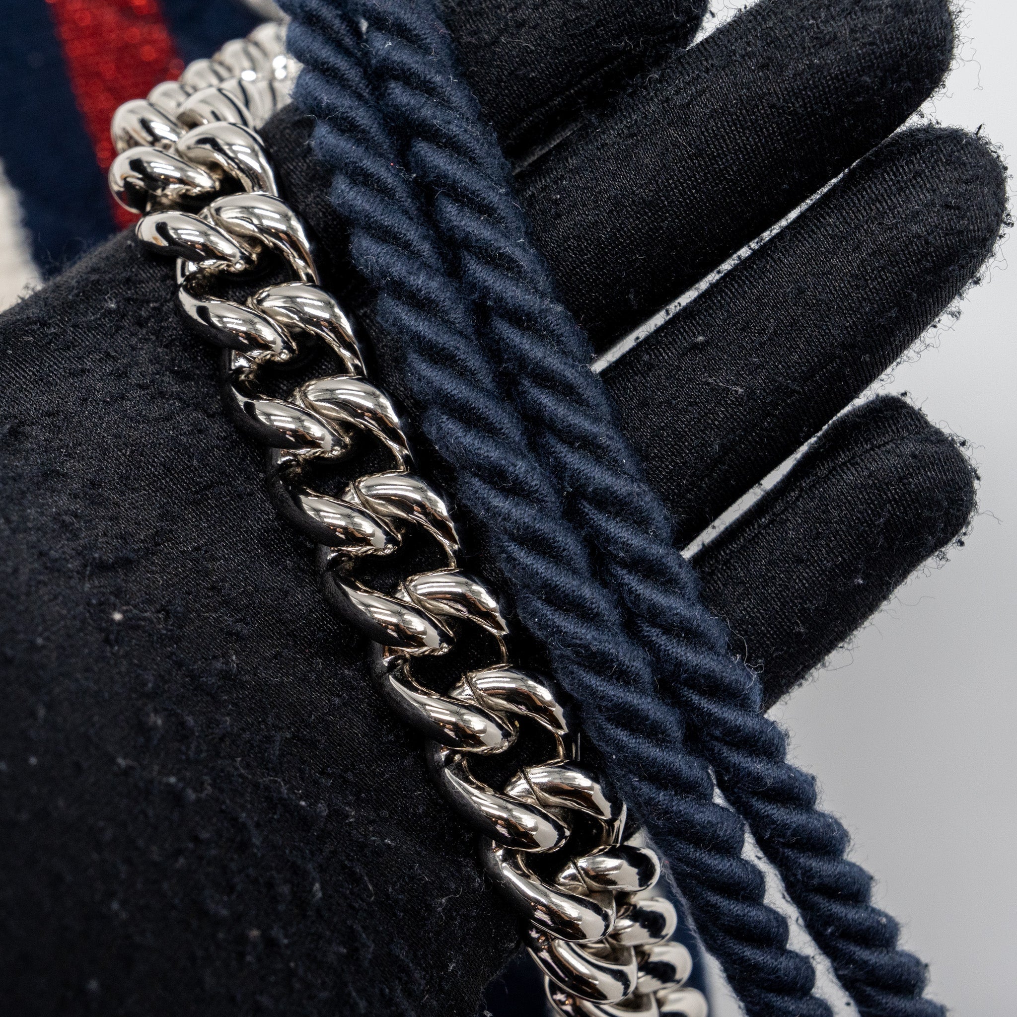 Chanel quilted flap bag fabric multicolour blue / red / white