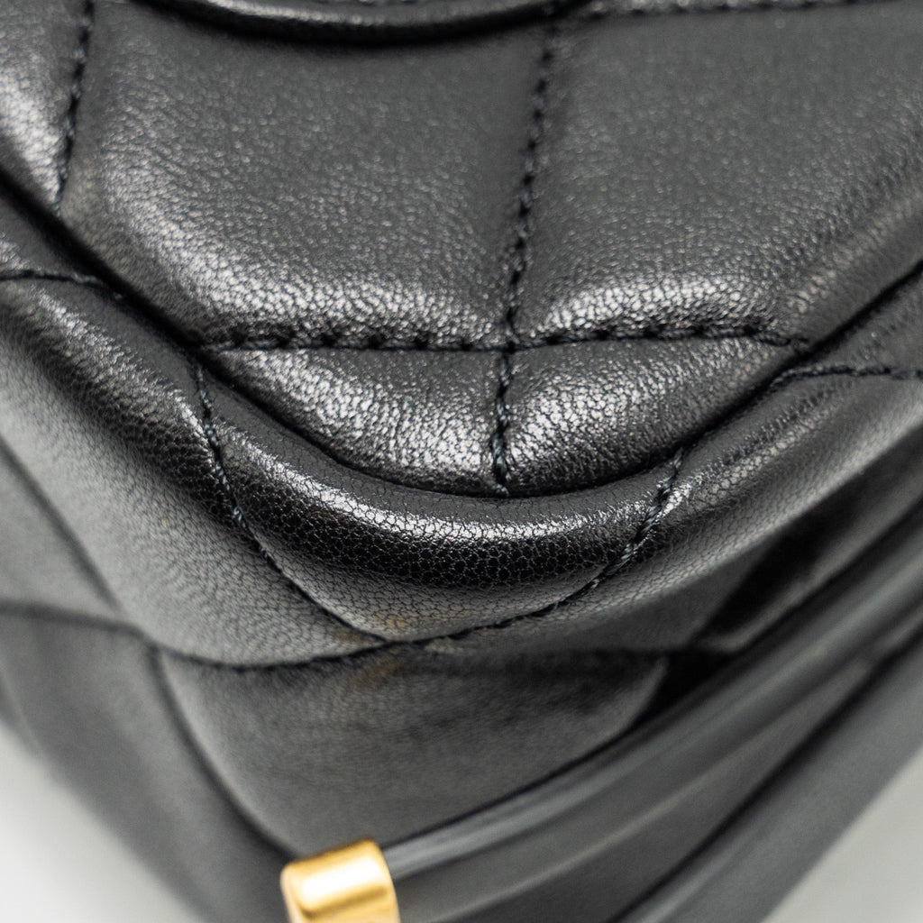 Chanel 23B Detail Chains Quilted Flap Bag Lambskin Black (Microchip)