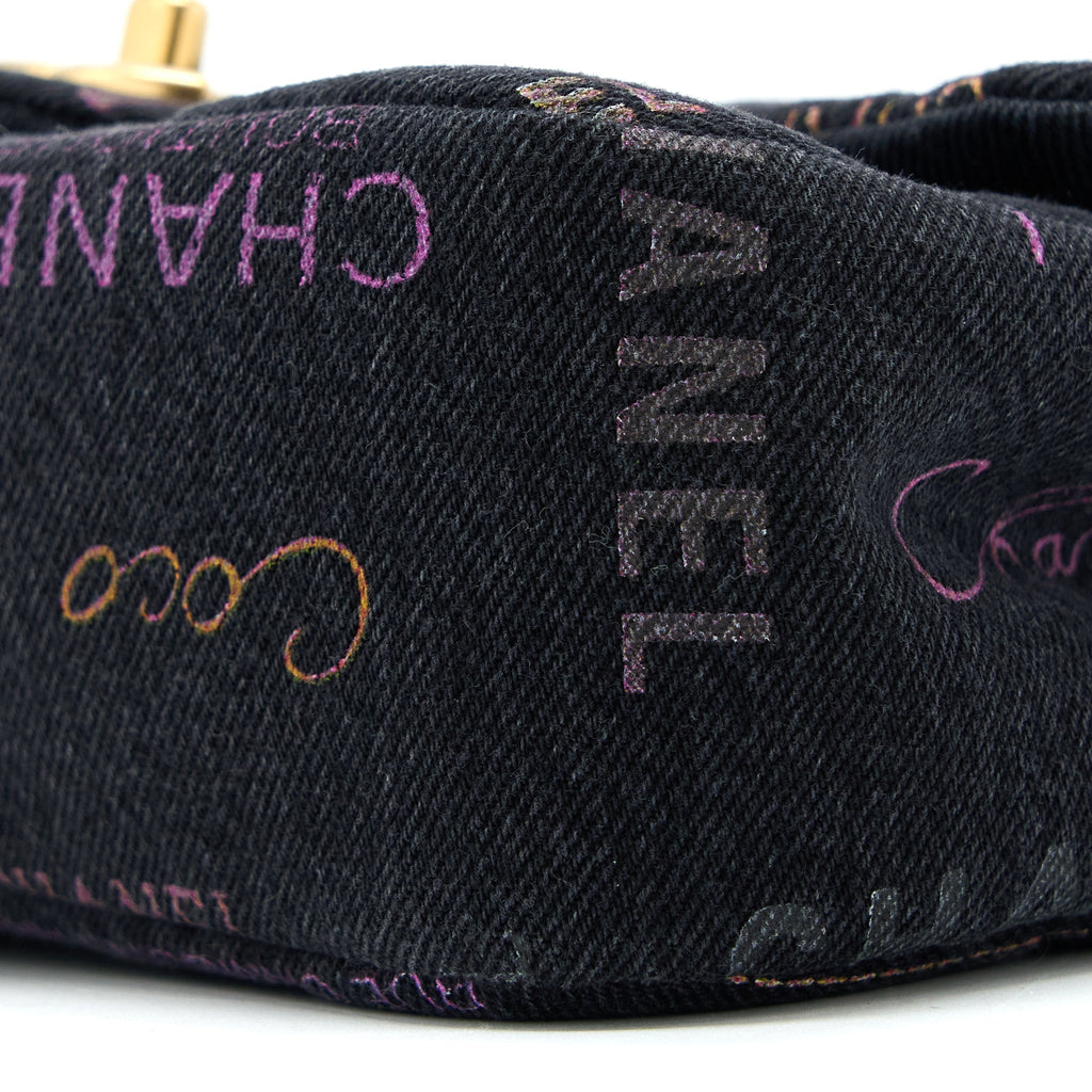 Chanel 22P Black Denim Flap Bag Brushed (Microchip)