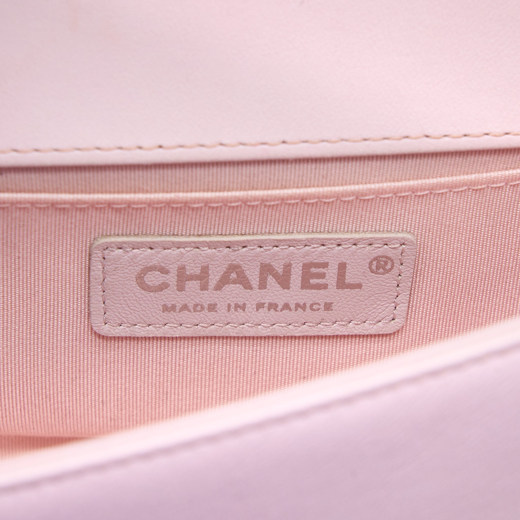 Chanel Chevron Small Boy Bag Limited Edition Lambskin Light Pink