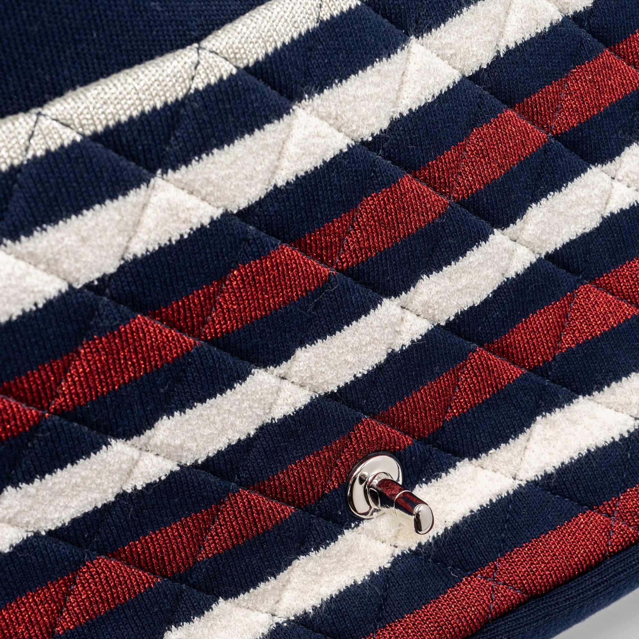 Chanel quilted flap bag fabric multicolour blue / red / white