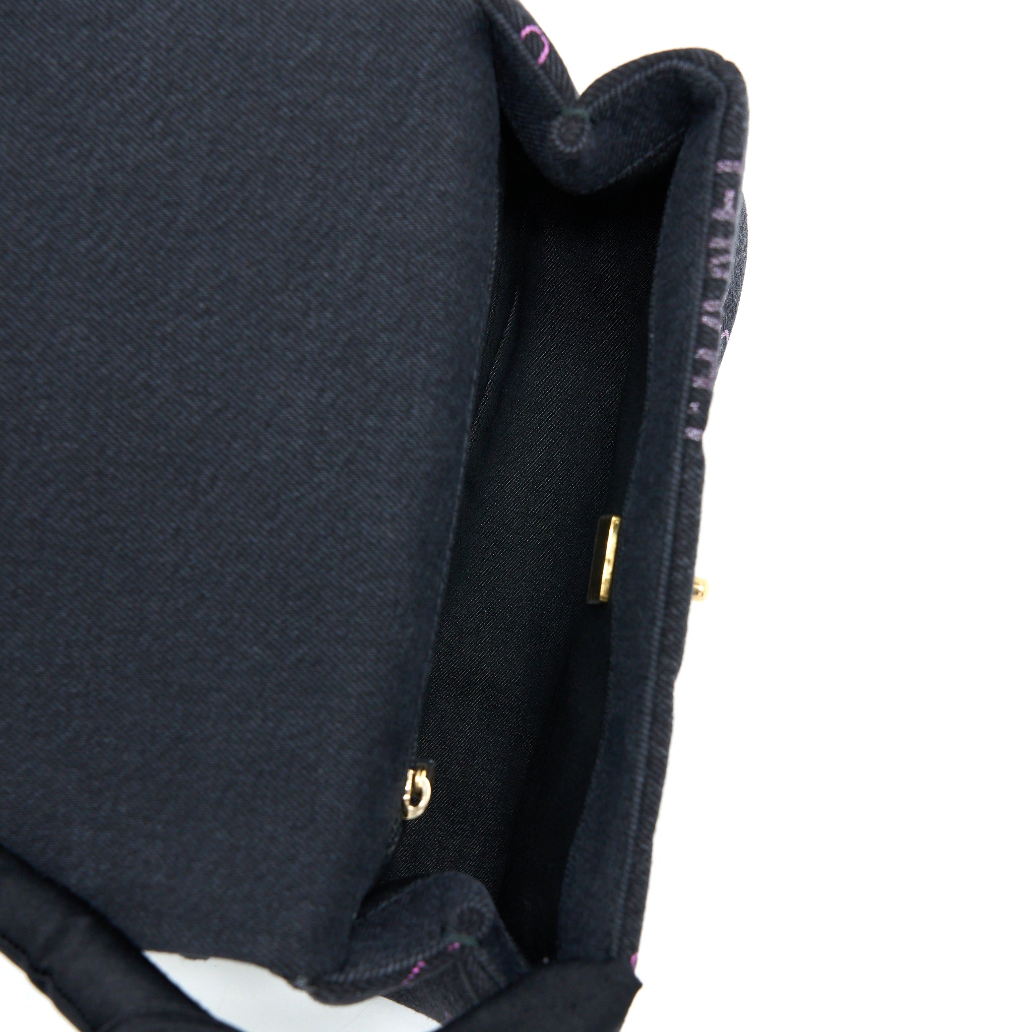 Chanel 22P Black Denim Flap Bag Brushed (Microchip)