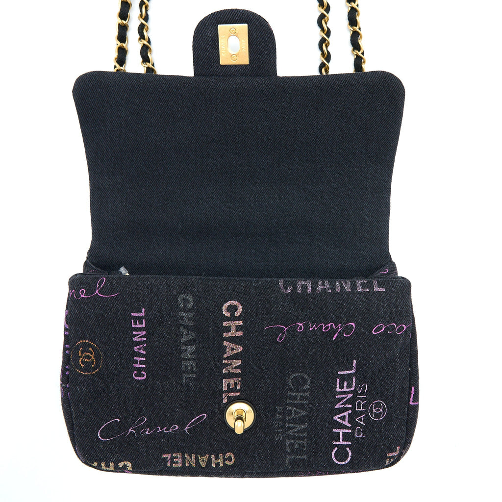 Chanel 22P Black Denim Flap Bag Brushed (Microchip)