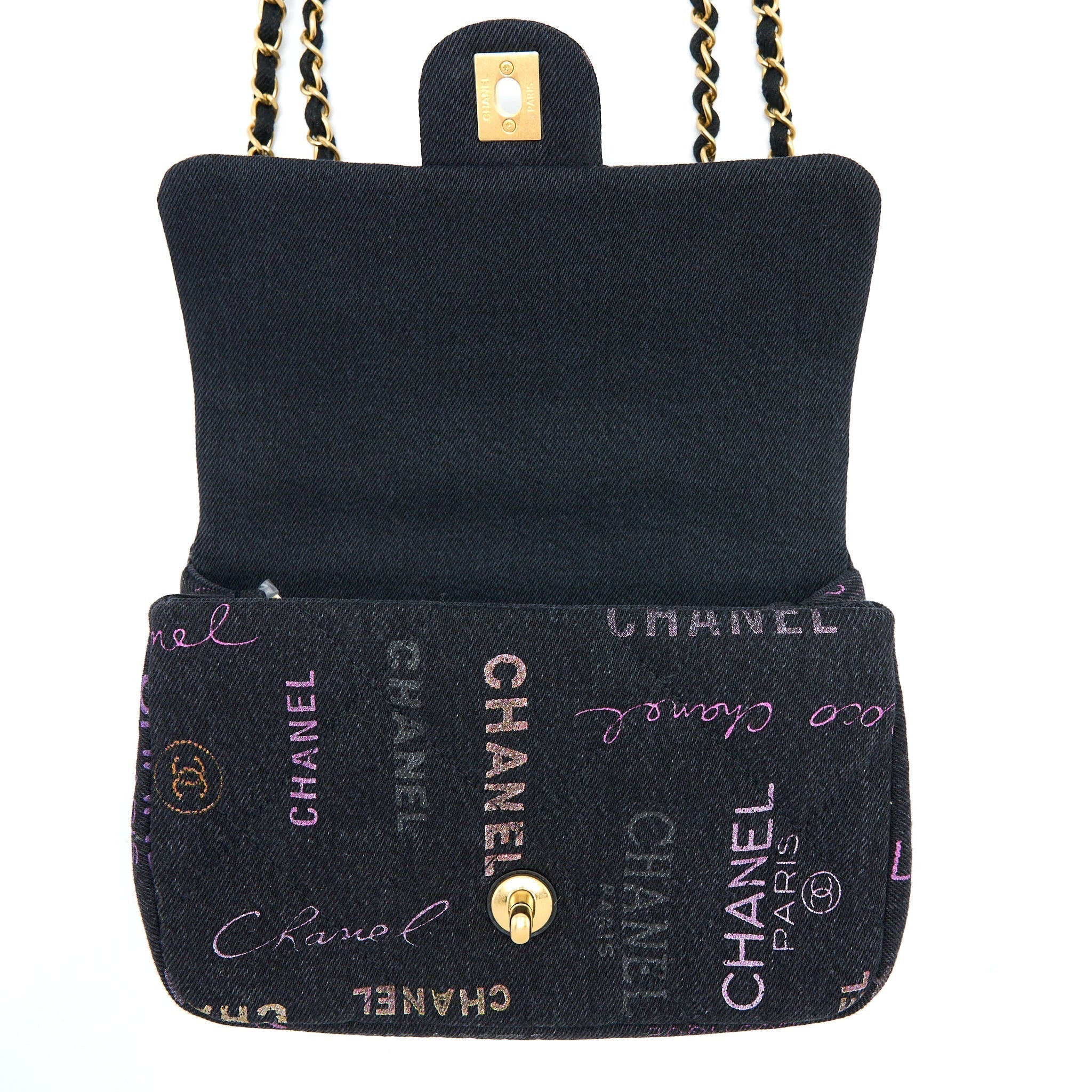 Chanel 22P Black Denim Flap Bag Brushed (Microchip)