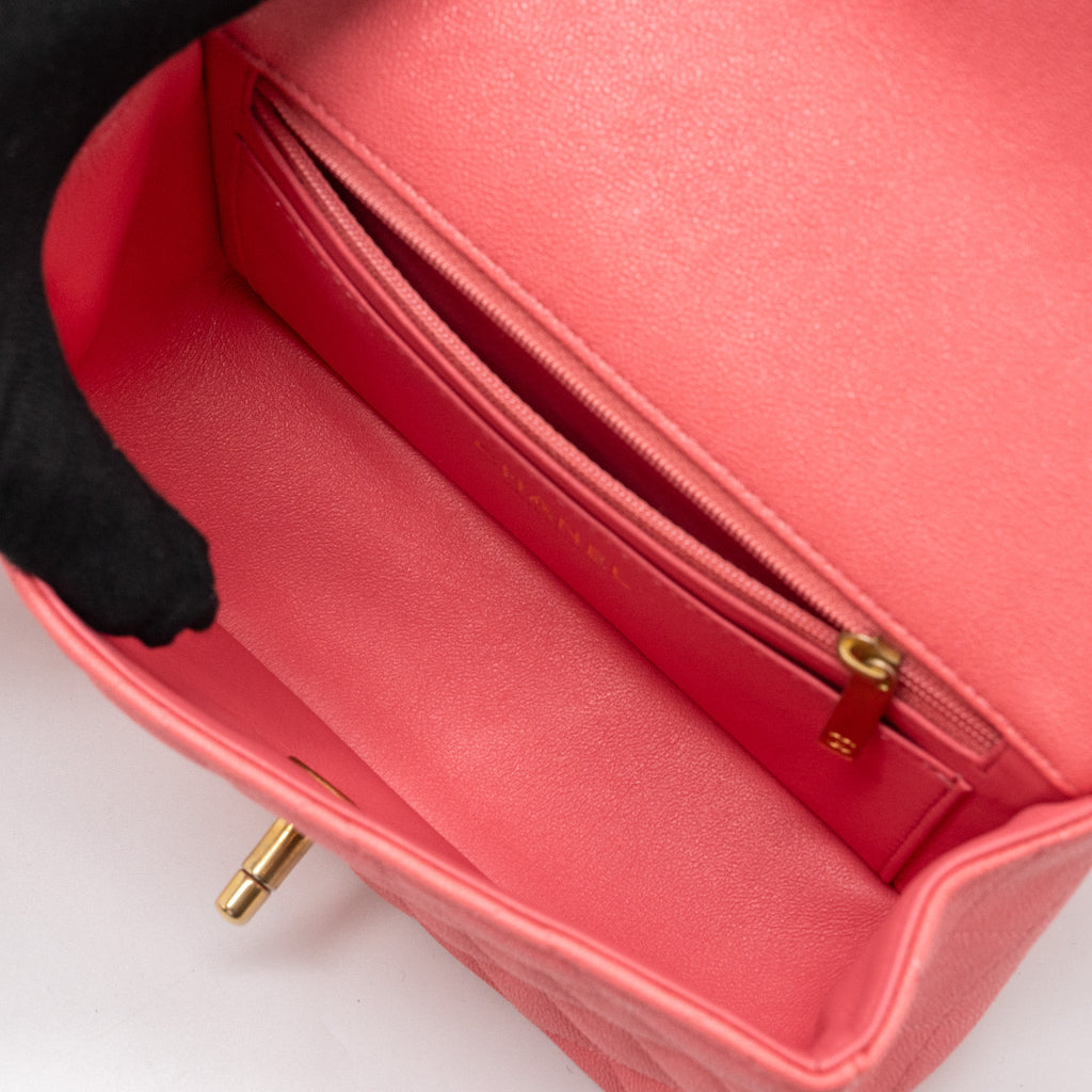 Chanel Top Handle Mini Rectangular Flap Bag Caviar Pink