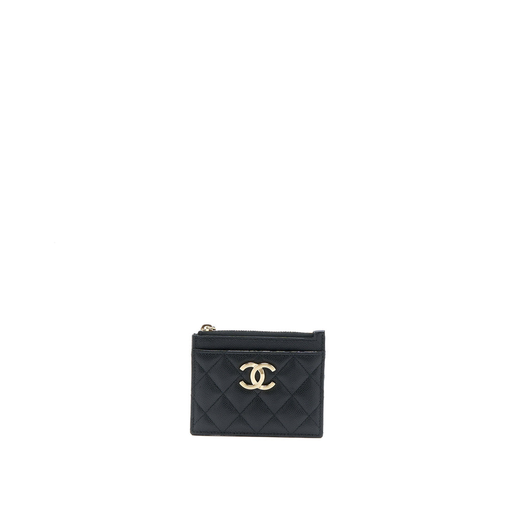 Chanel 23C Zipper Card Holder Caviar Black L (Microchip)