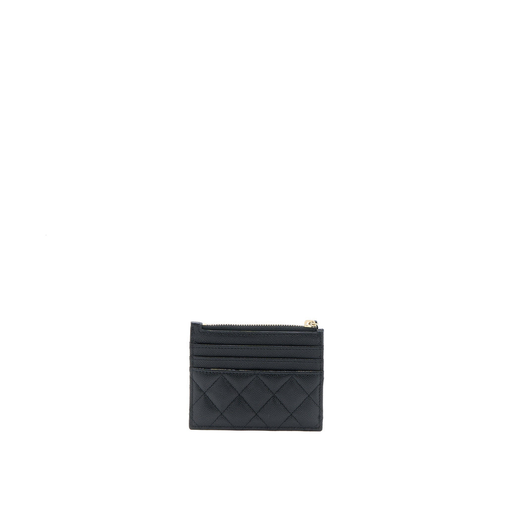 Chanel 23C Zipper Card Holder Caviar Black L (Microchip)