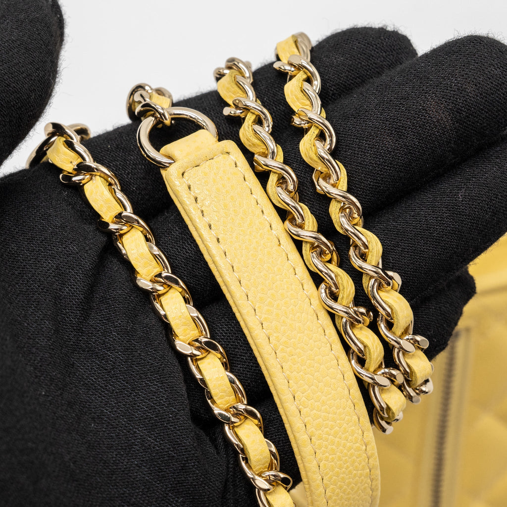 Chanel Mini Business Affinity Wallet On Chain Caviar Yellow L (microchip)