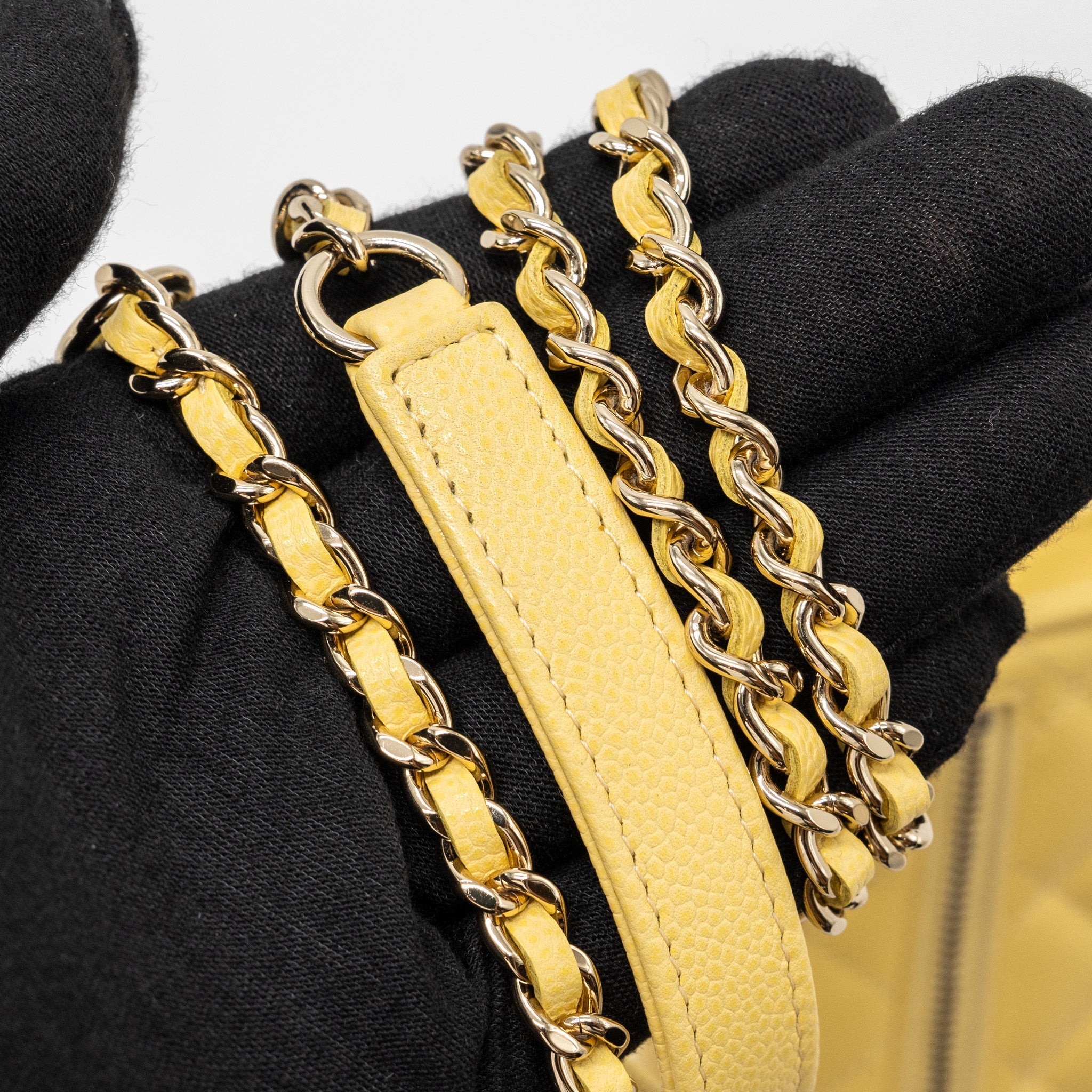 Chanel Mini Business Affinity Wallet On Chain Caviar Yellow L (microchip)