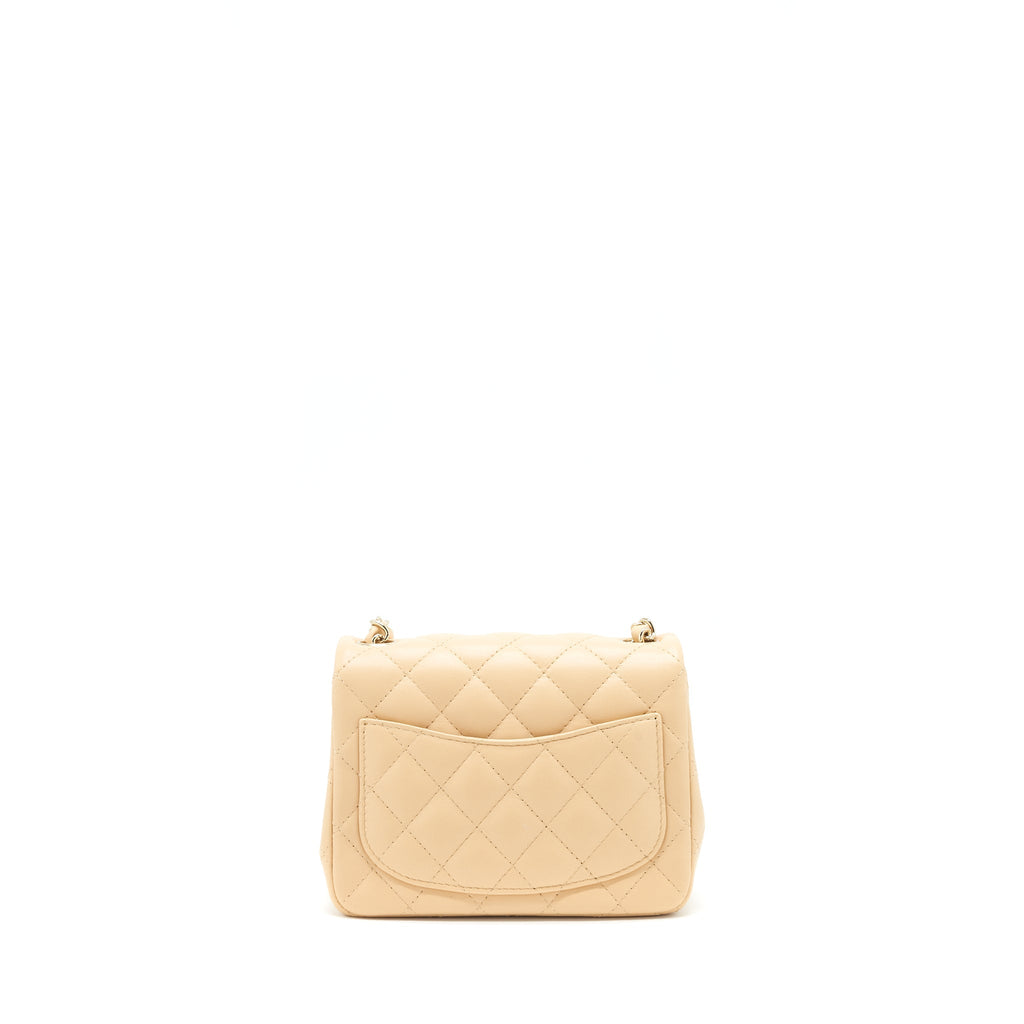 Chanel 22C Mini square flap Bag Lambskin beige L
