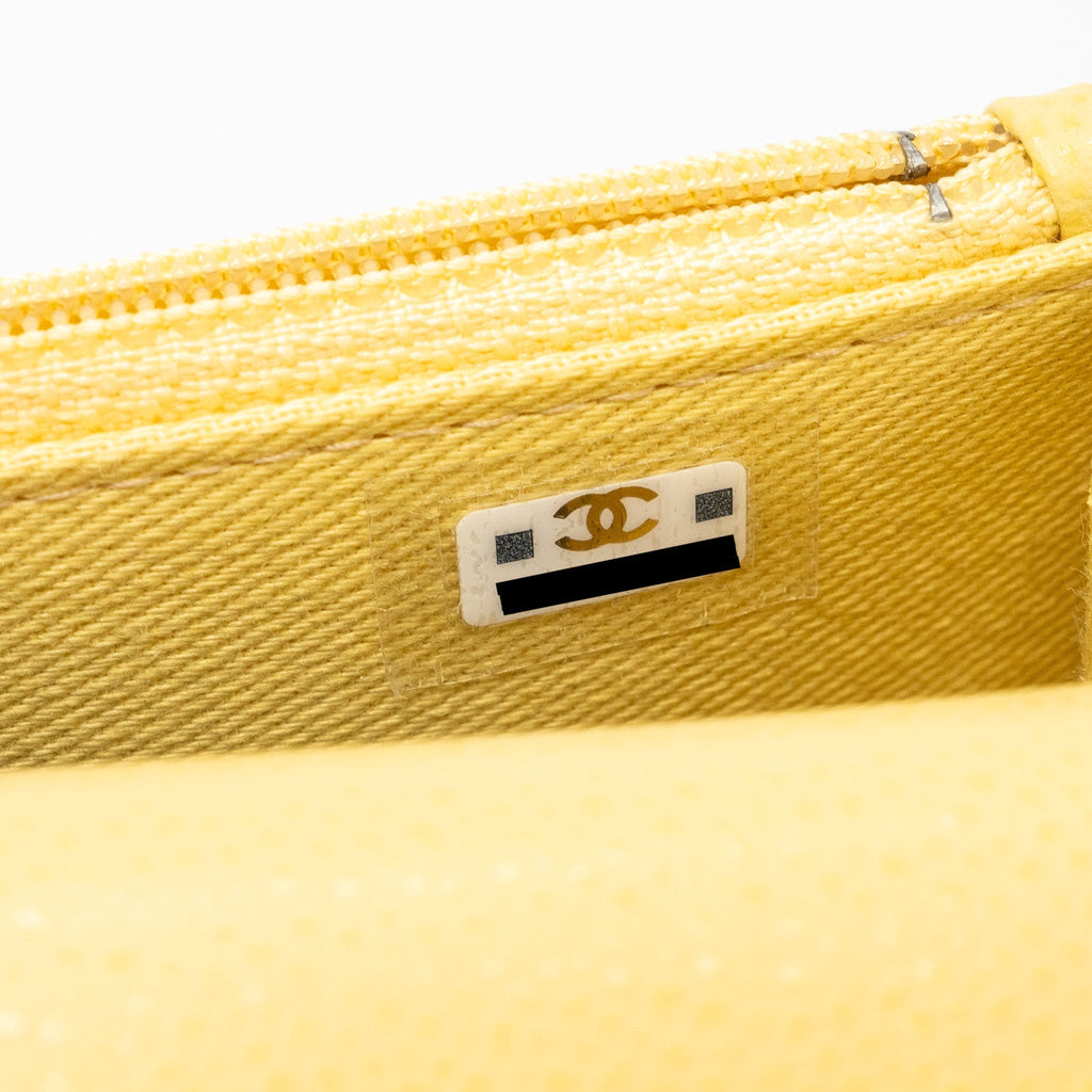 Chanel Mini Business Affinity Wallet On Chain Caviar Yellow L (microchip)