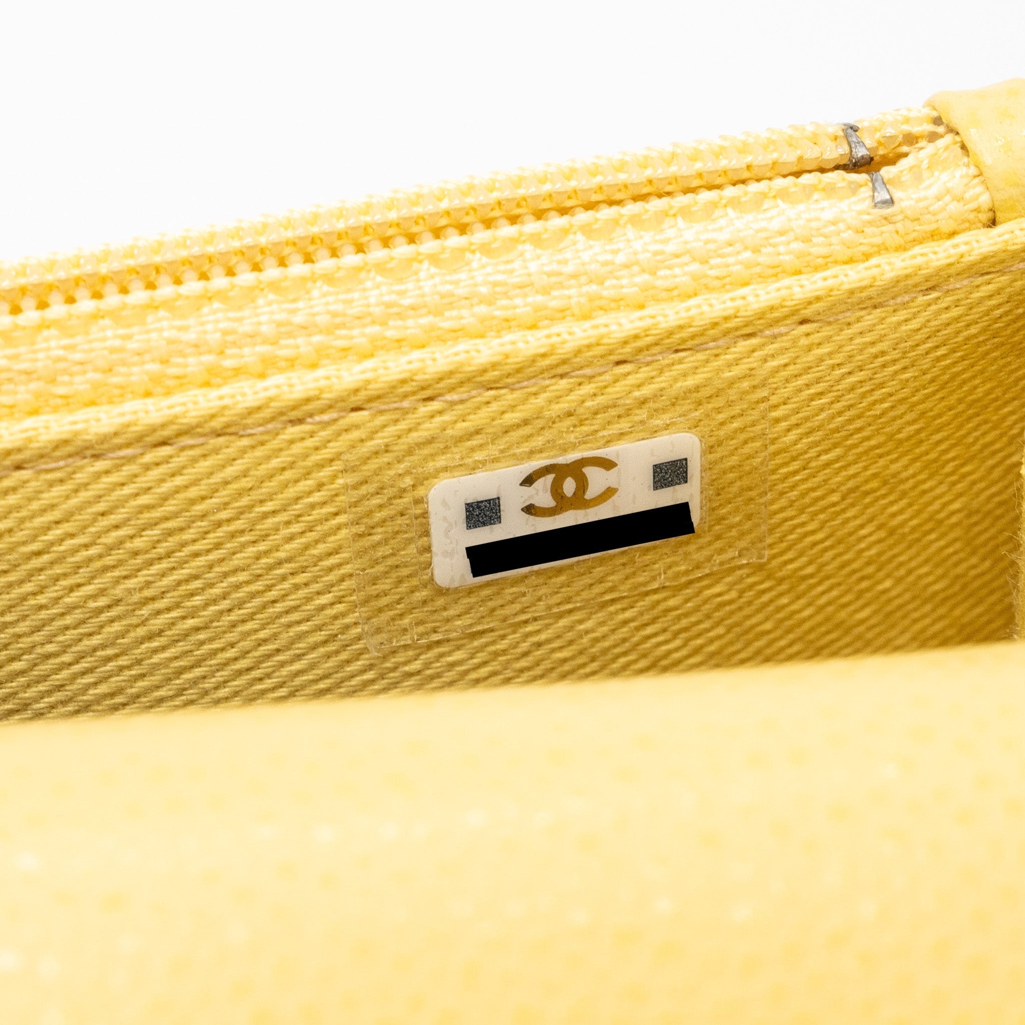 Chanel Mini Business Affinity Wallet On Chain Caviar Yellow L (microchip)