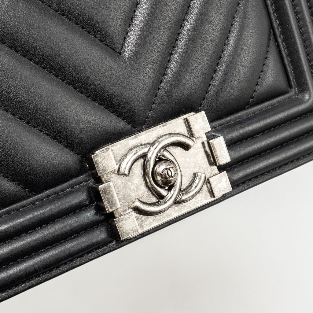 Chanel Small Boy Bag Lambskin Black Ruthenium