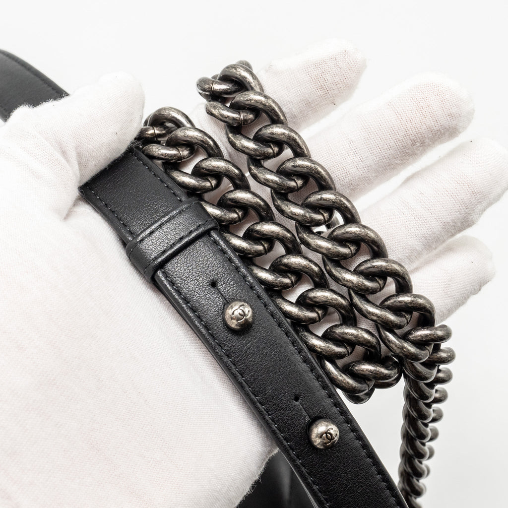 Chanel Small Boy Bag Lambskin Black Ruthenium