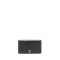 Chanel Camellia Fold Long Wallet Lambskin black / silver