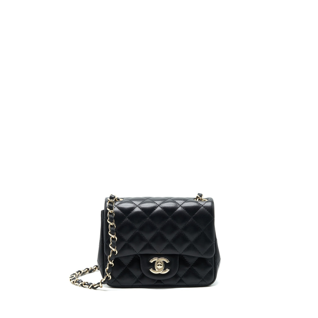 Chanel 22C Mini Square Flap Bag Lambskin Black L