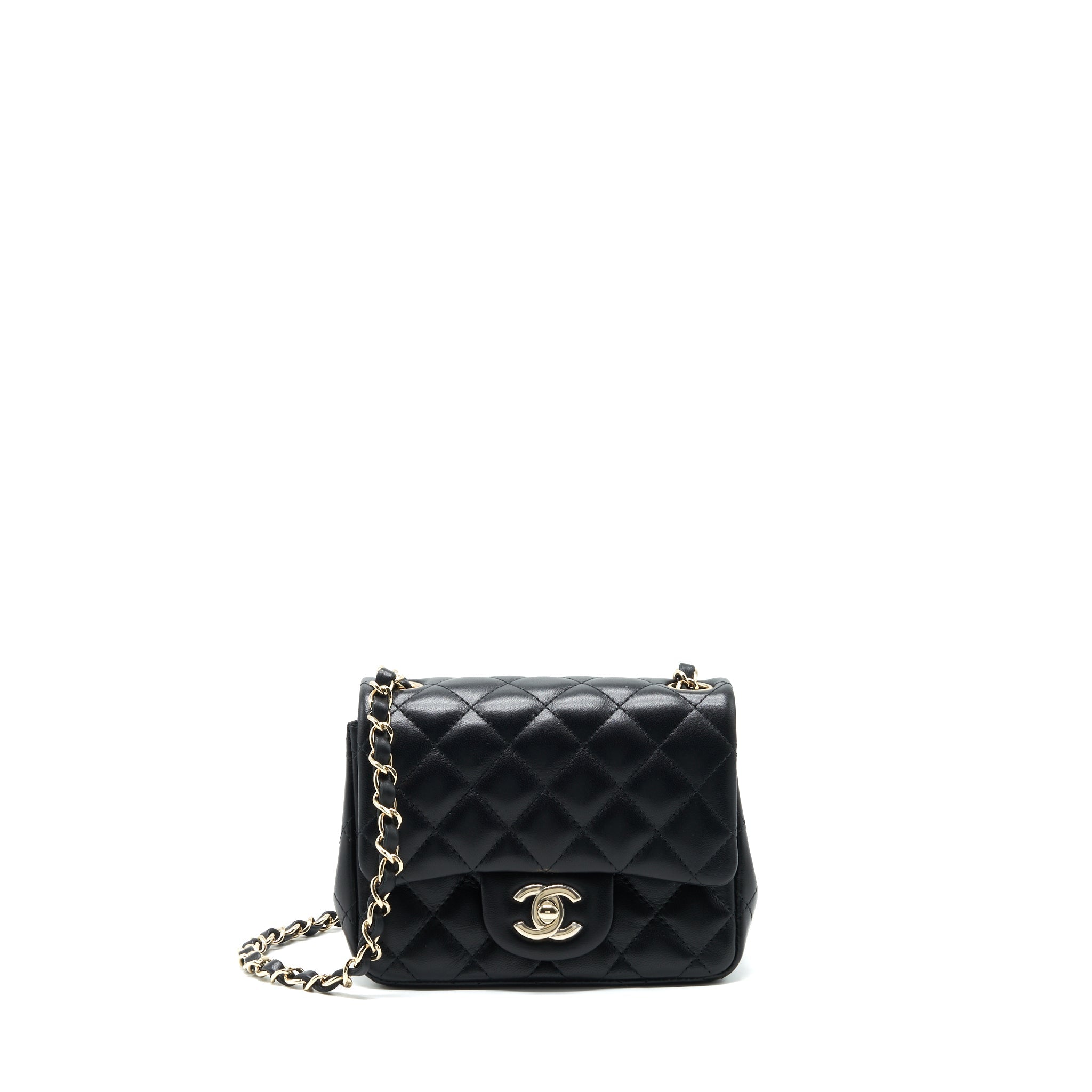 Chanel 22C Mini Square Flap Bag Lambskin Black L
