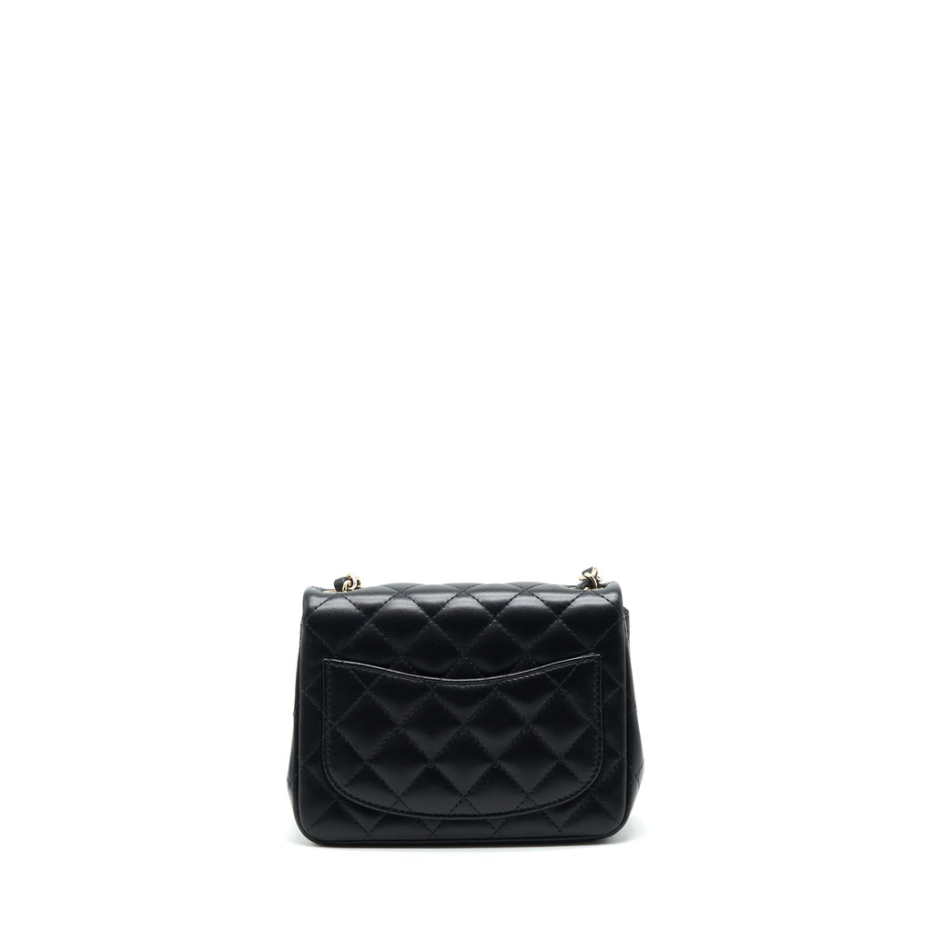 Chanel 22C Mini Square Flap Bag Lambskin Black L