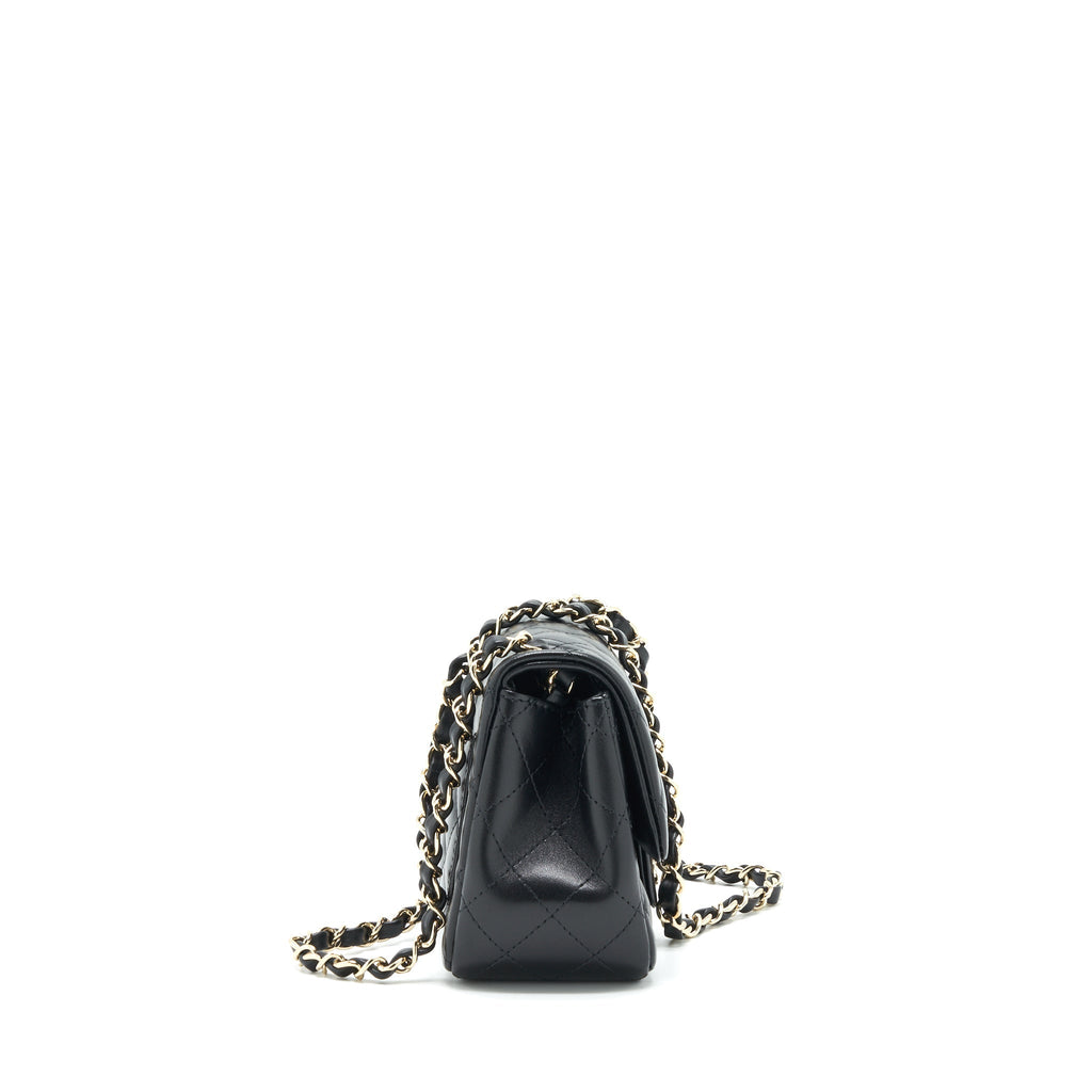 Chanel 22C Mini Square Flap Bag Lambskin Black L