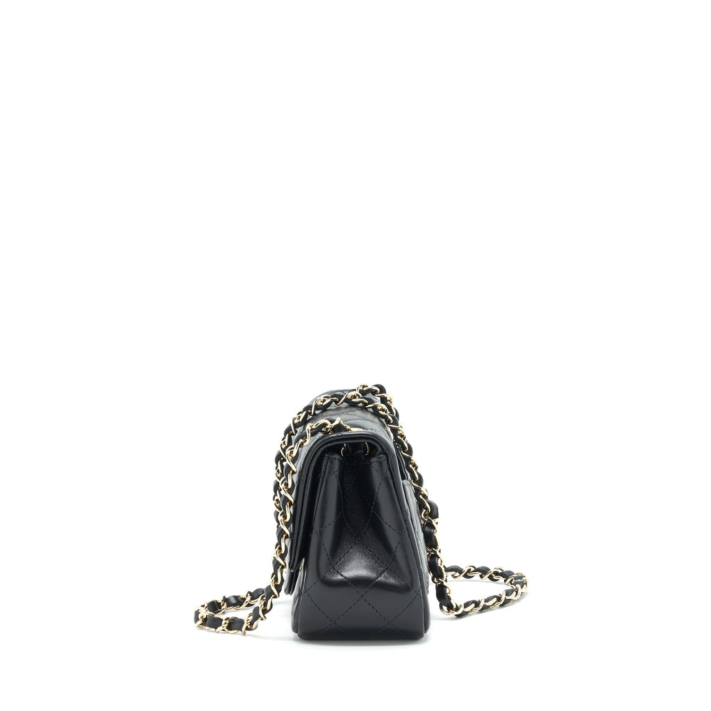 Chanel 22C Mini Square Flap Bag Lambskin Black L