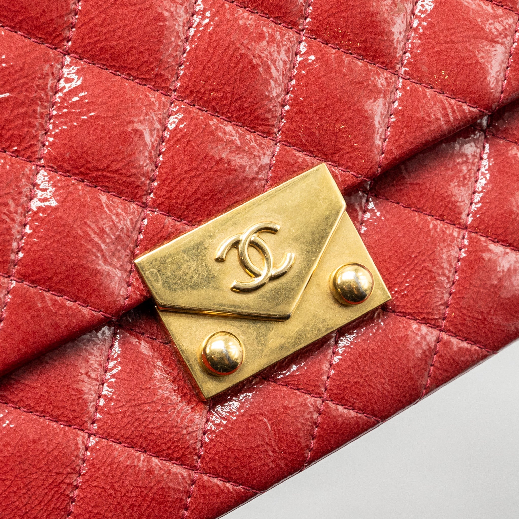 Chanel Seasonal Flap Bag Patent Goatskin/Lambskin Red