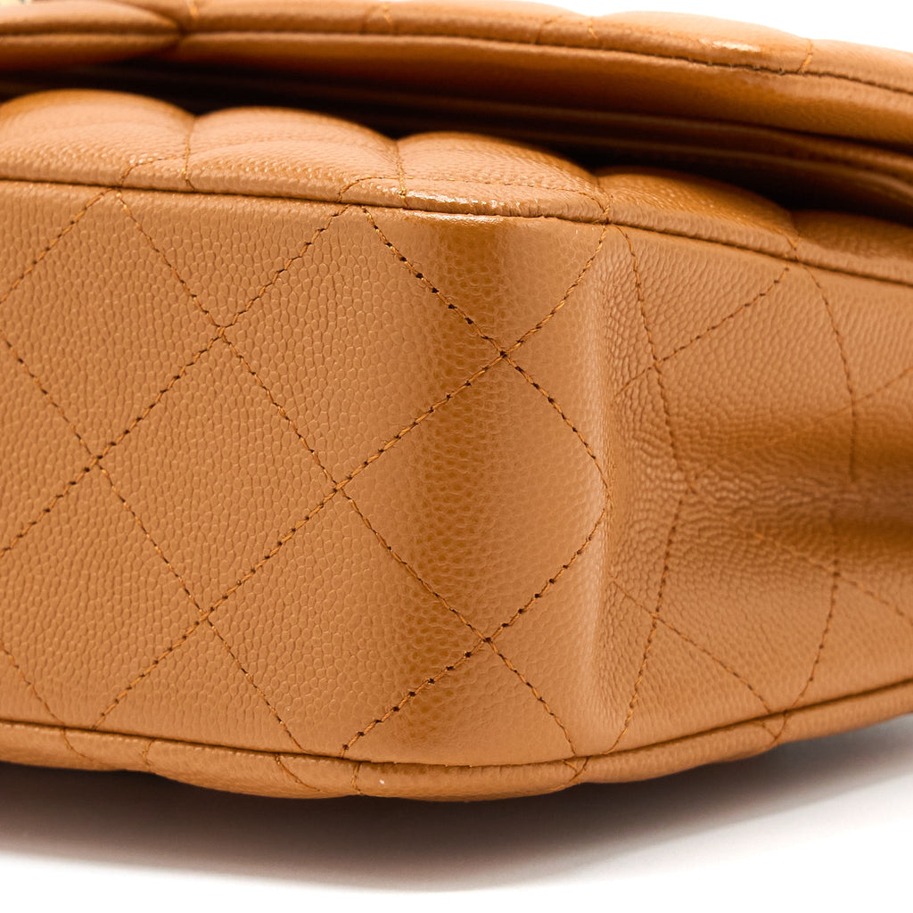 Chanel Medium Classic Double Flap Bag Caviar Caramel L (Microchip)
