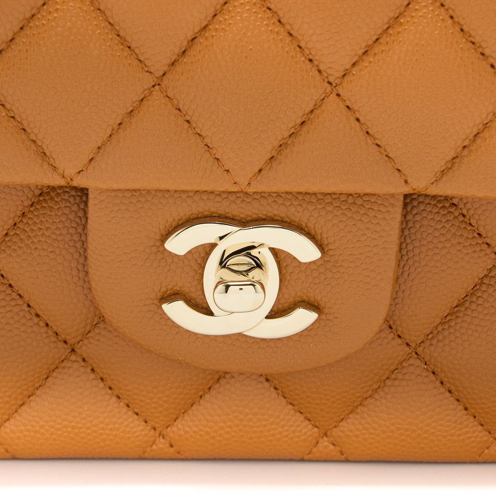 Chanel Medium Classic Double Flap Bag Caviar Caramel L (Microchip)
