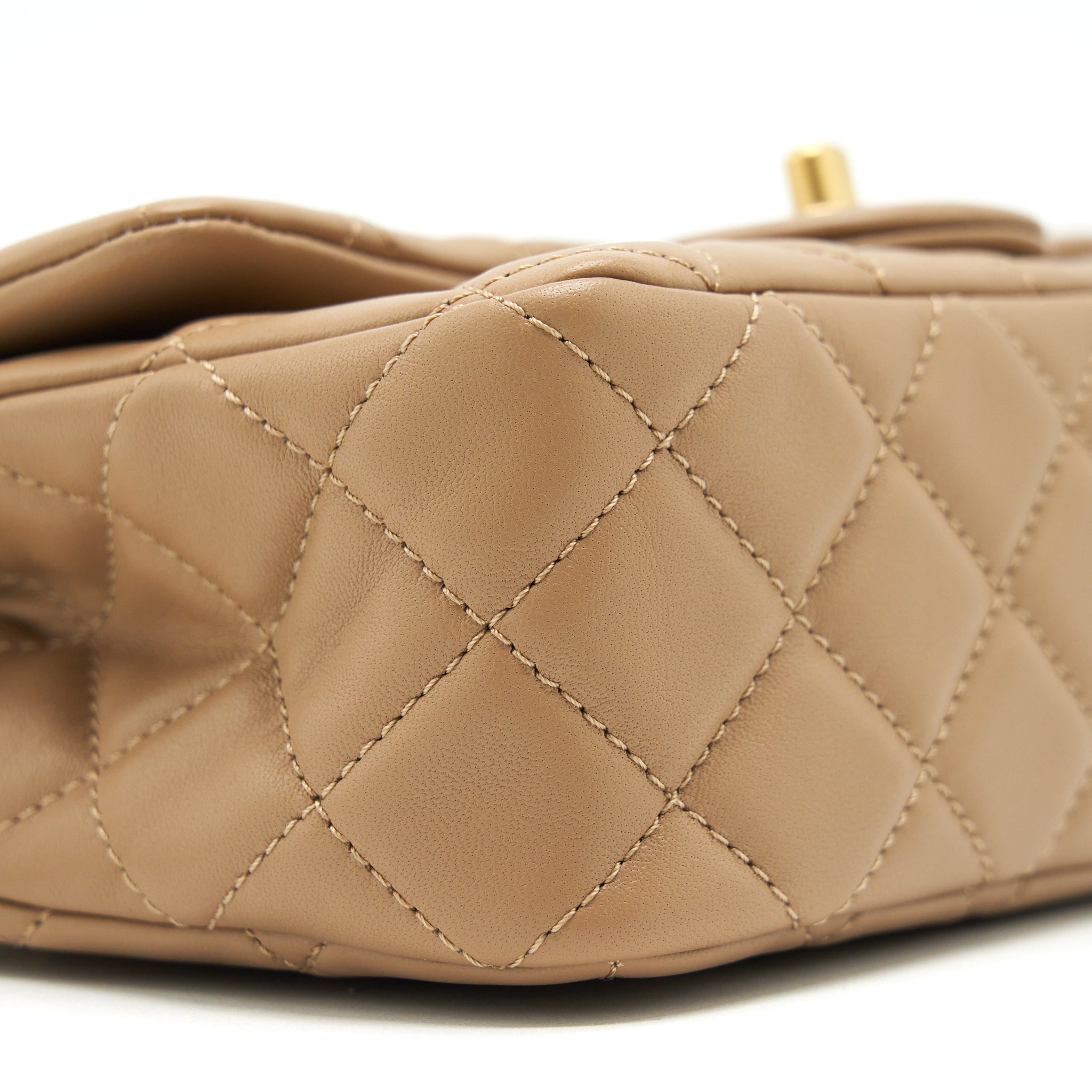 Chanel 22B Pearl Crush Mini Rectangular Flap Bag Lambskin Dark Beige  (Microchip)