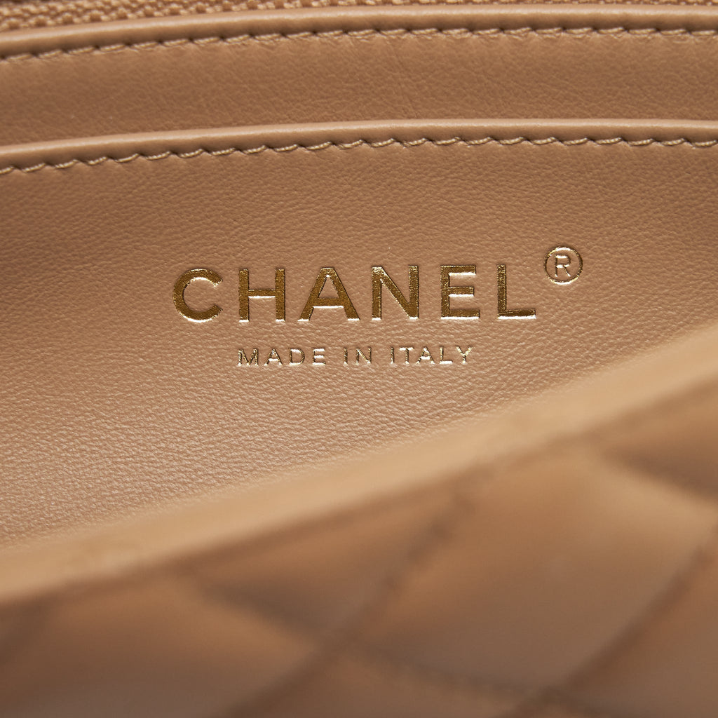 Chanel 22B Pearl Crush Mini Rectangular Flap Bag Lambskin Dark Beige  (Microchip)