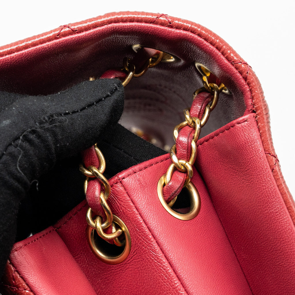 Chanel Seasonal Flap Bag Patent Goatskin/Lambskin Red