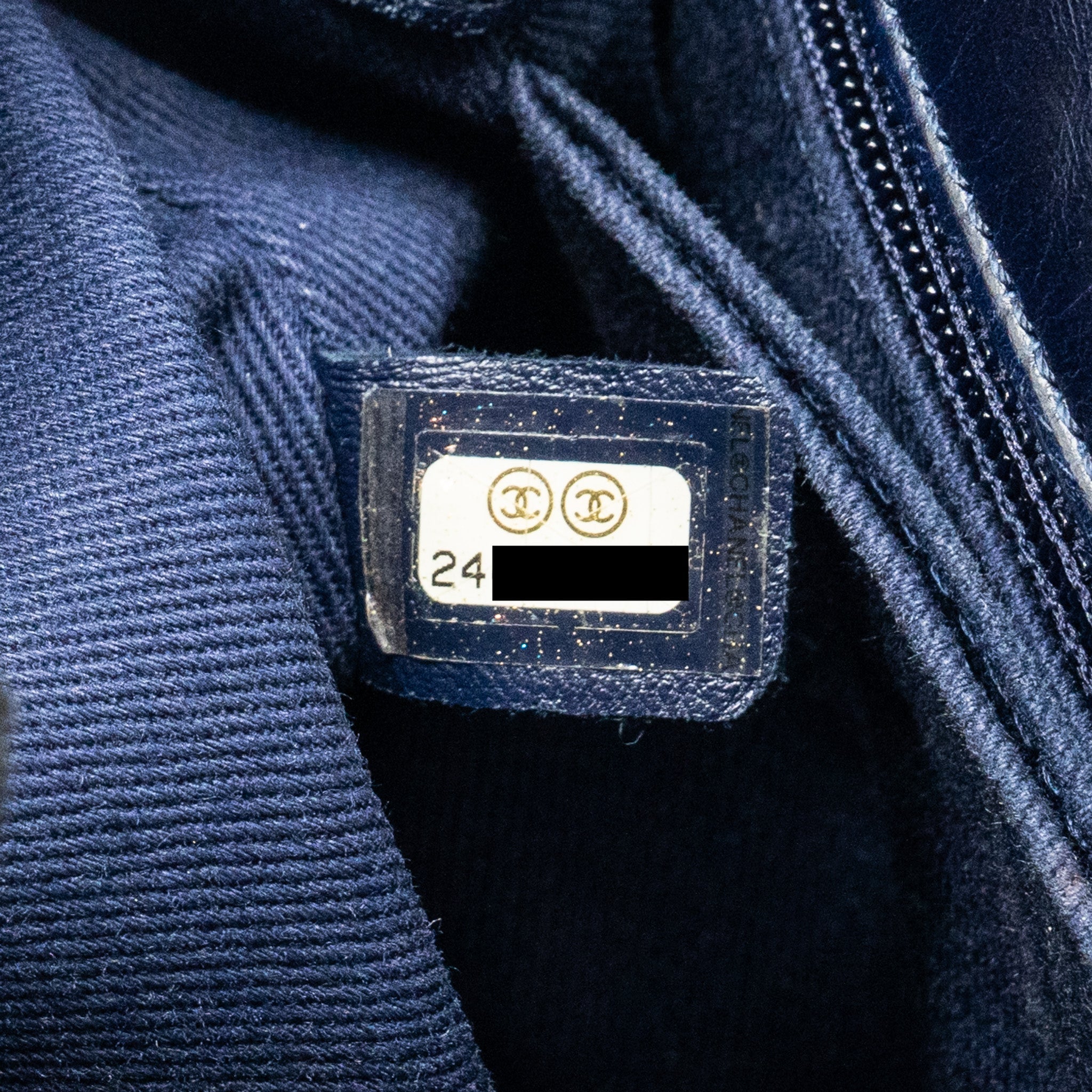 Chanel Small Coco Handle Chevron Calfskin Dark Blue