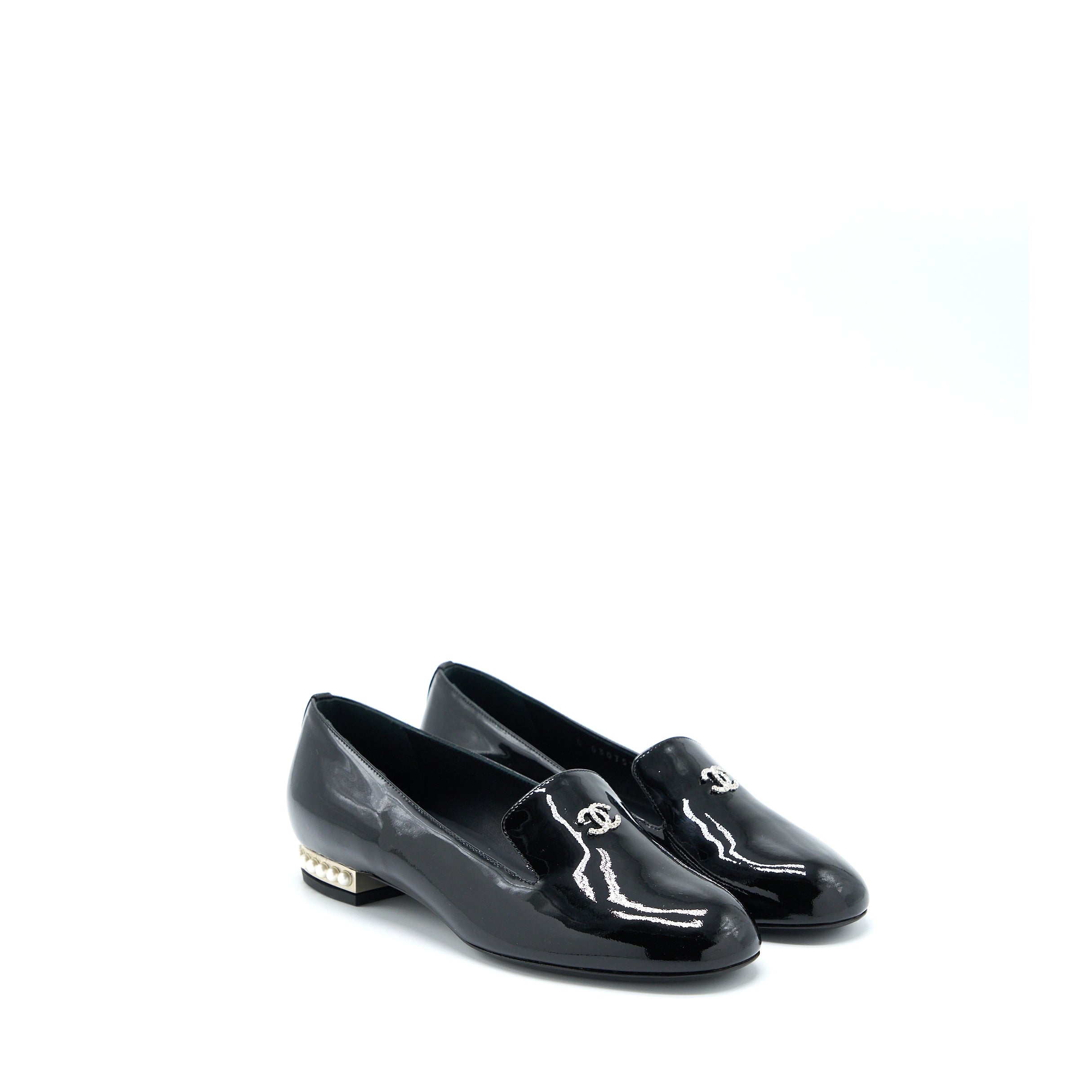 Chanel Size 35.5 Loafer with Pearl/Patent Black
