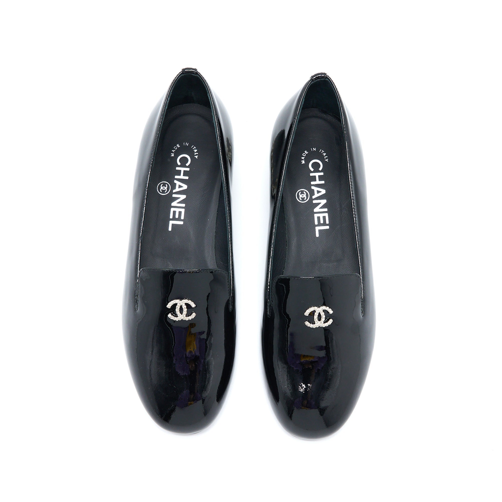 Chanel Size 35.5 Loafer with Pearl/Patent Black