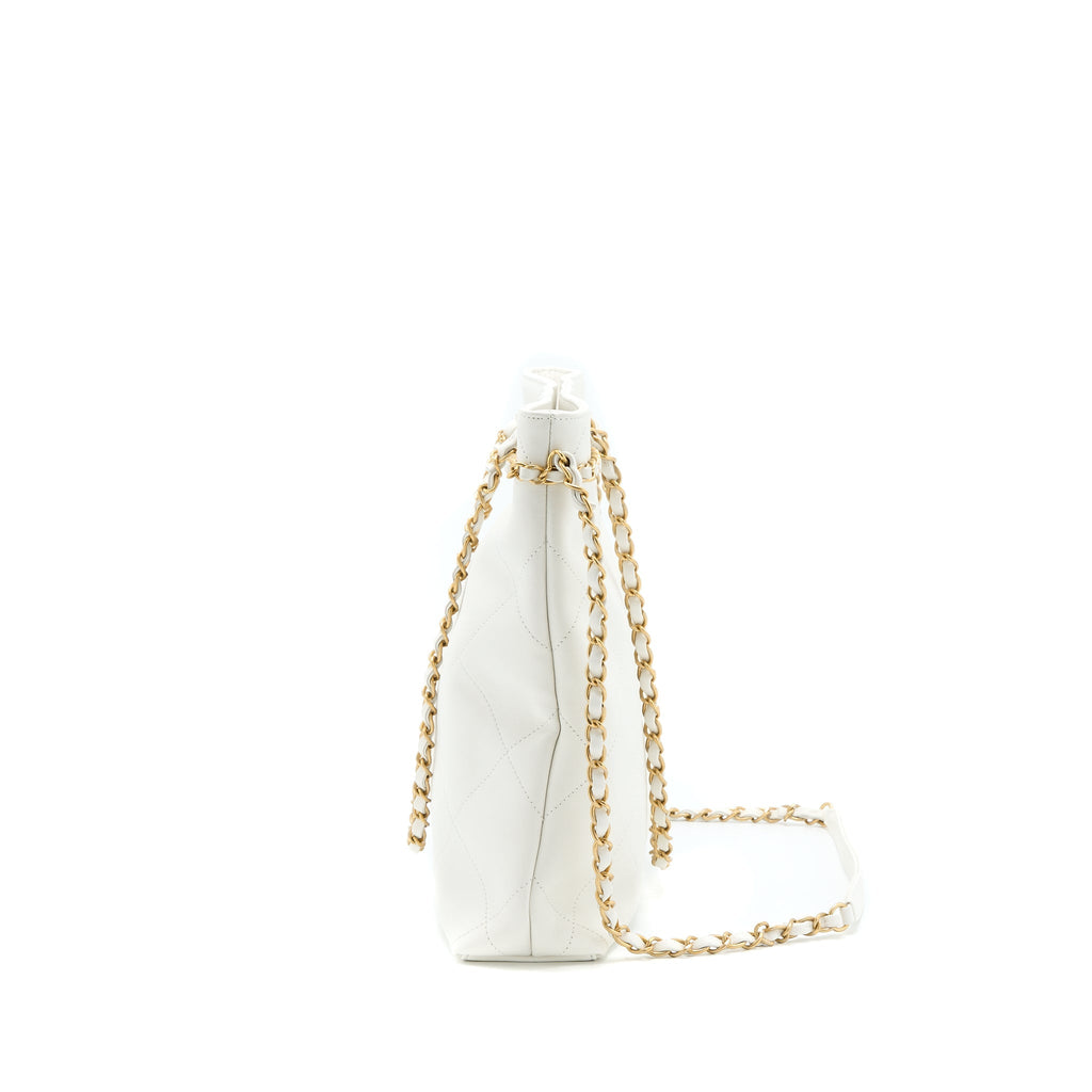 Chanel Tote Bag Quilted Calfskin White Brushed