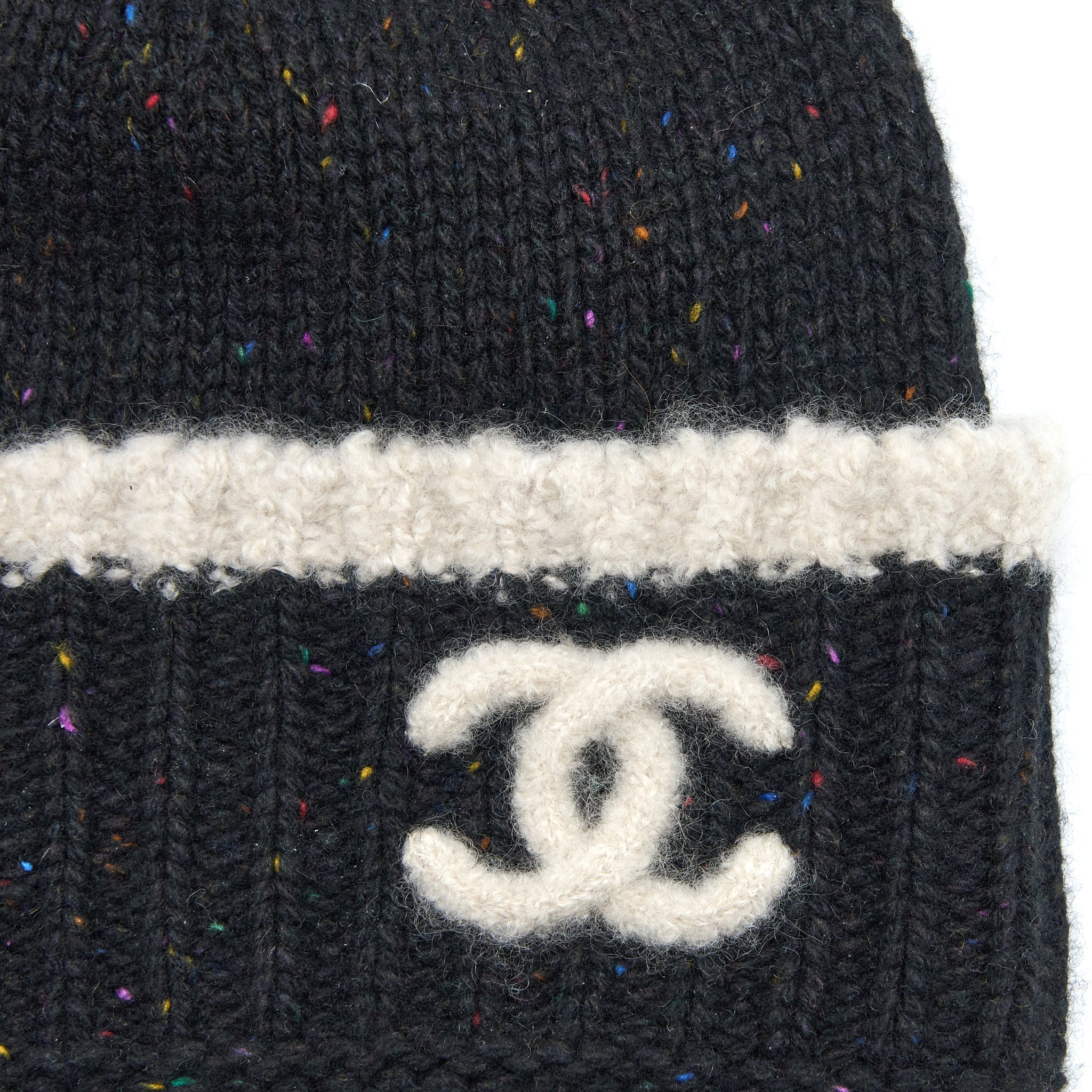 Chanel Beanie Hat Cashmere Black/White
