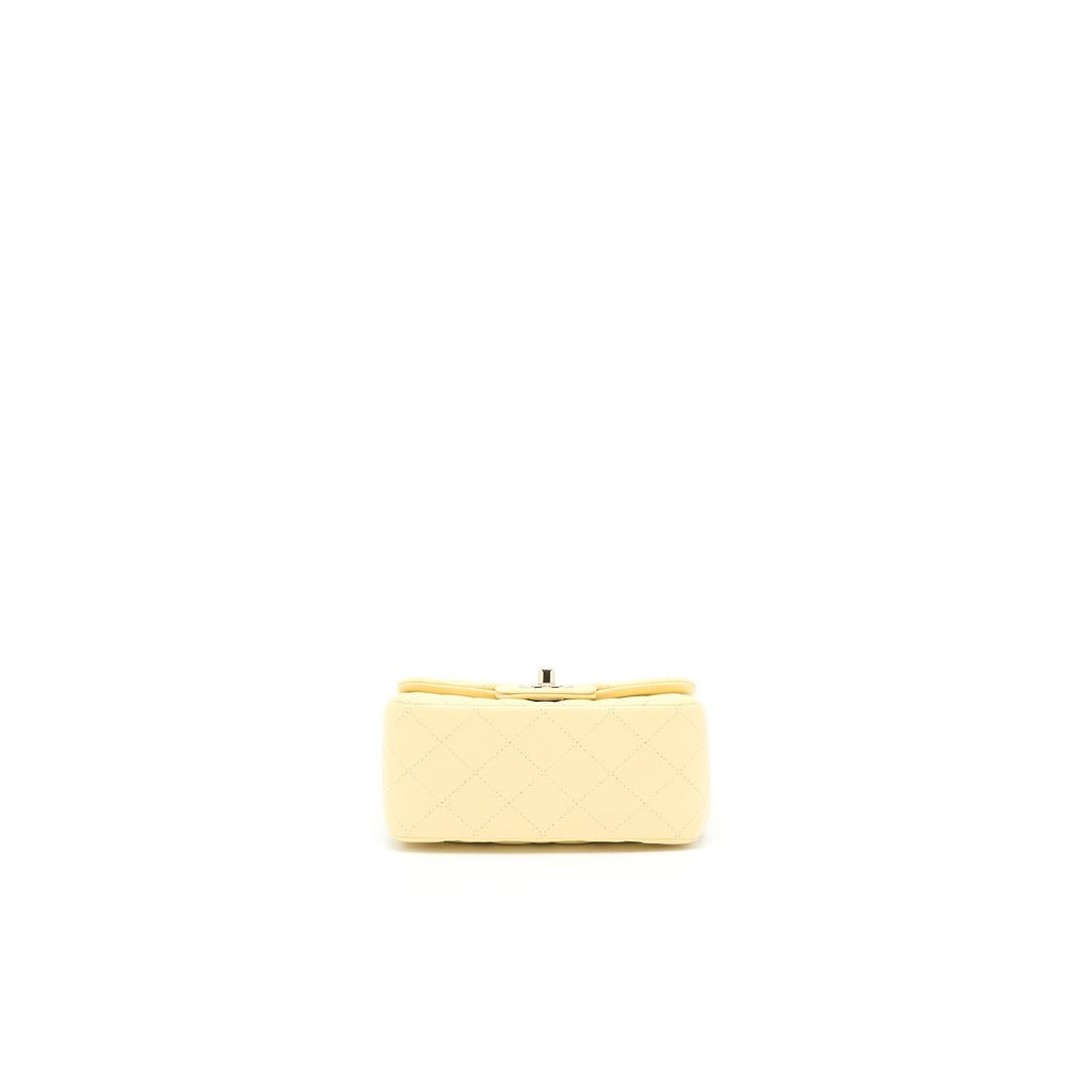 Chanel Mini Square Flap Bag Lambskin Light Yellow L