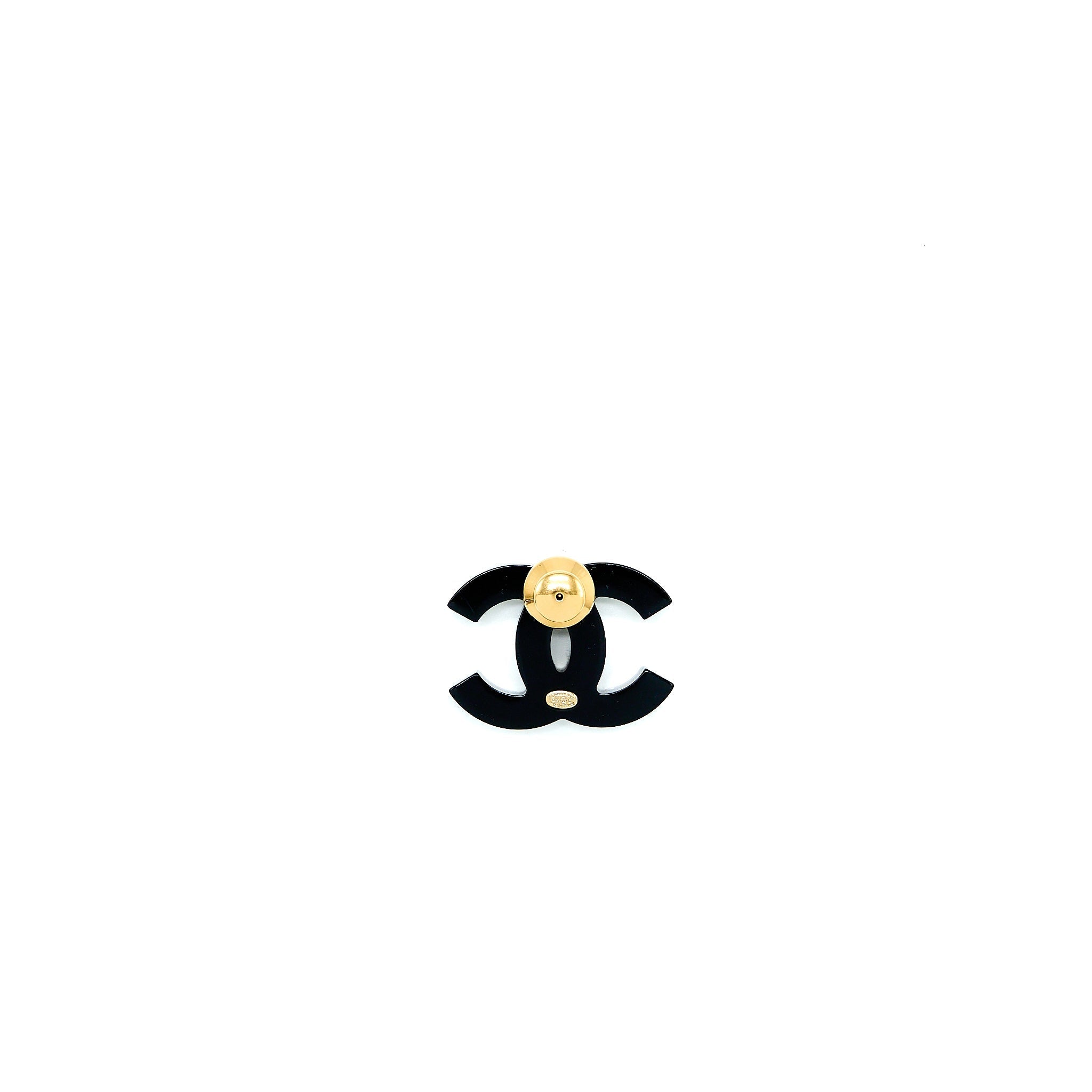 Chanel CC Logo Brooch With Crystal Gold Tone