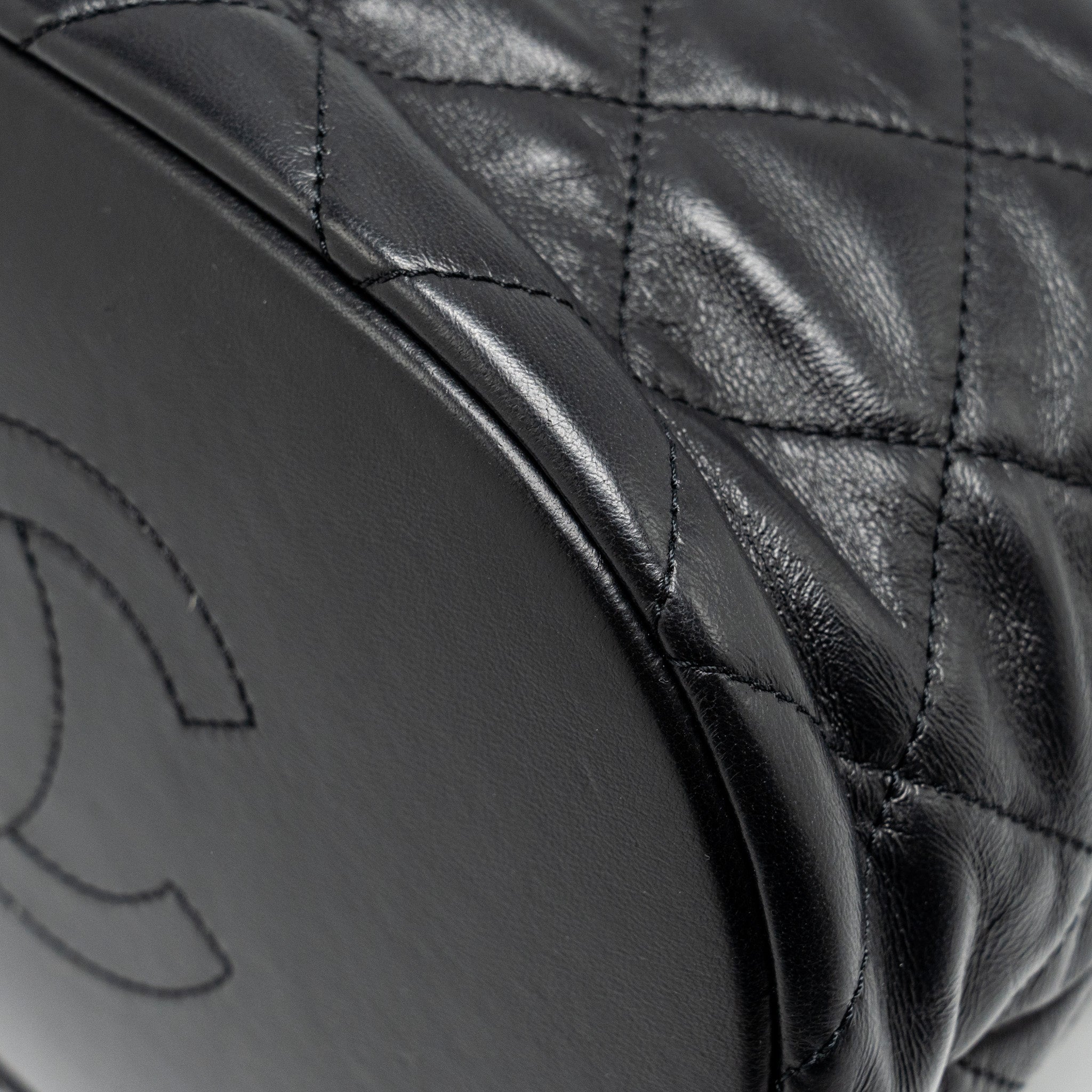 Chanel 22p Drawstring Bucket Bag Lambskin Black  (Microchip)