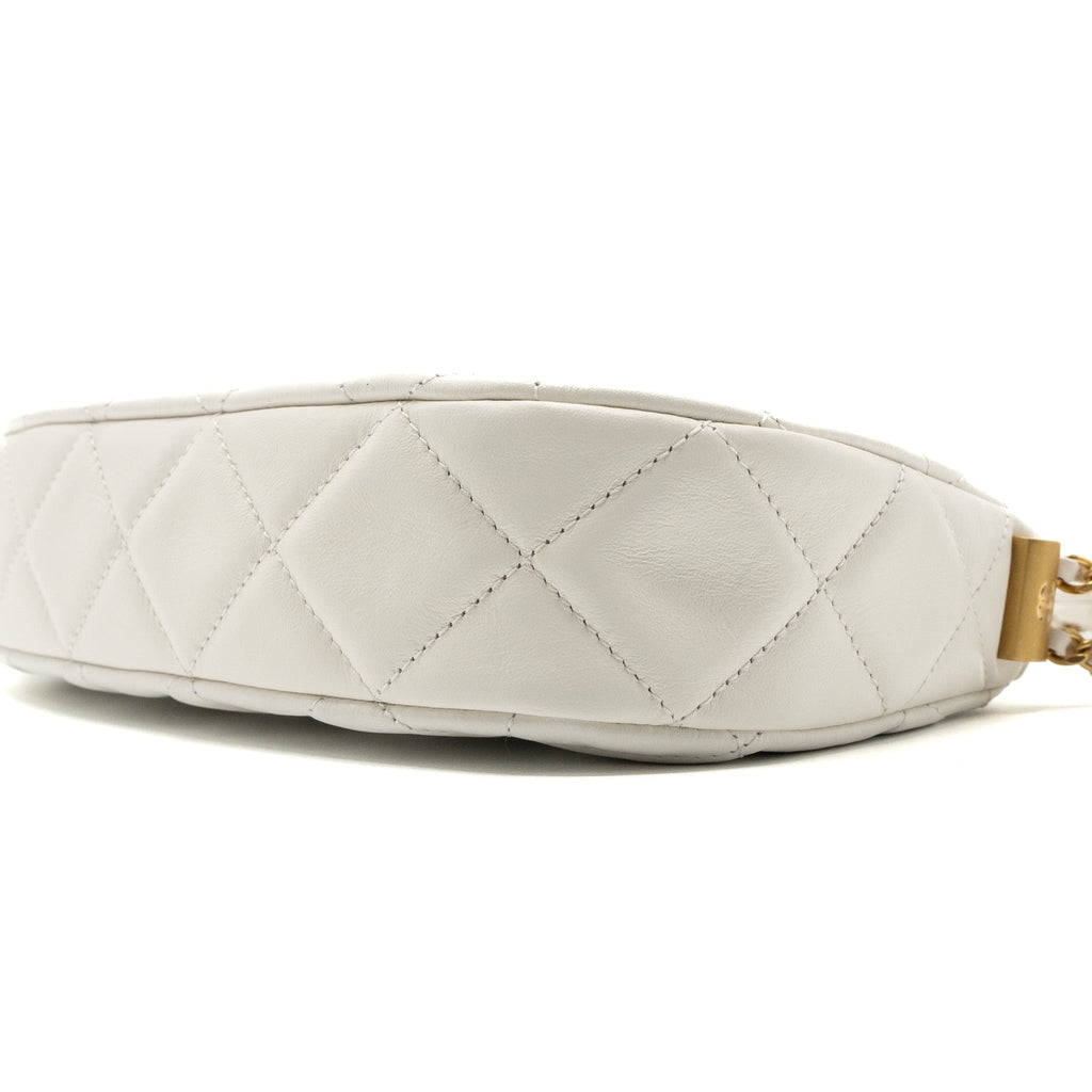 Chanel 23k Hobo Bag Calfskin White  (microchip)