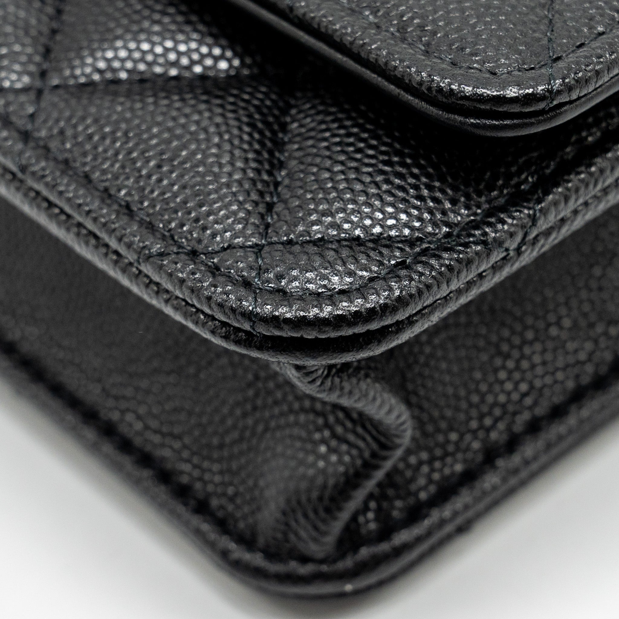 Chanel Camellia Wallet on chain Caviar Black  (Microchip)