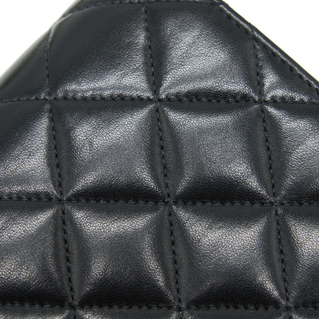 Chanel Vintage Quilted Mini Flap Bag With Chain Lambskin Black